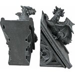 Serre-livres dragons ailés sur flèches gothiques en résine (paire), vue 4