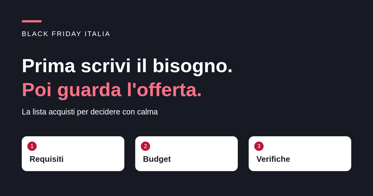 Lista acquisti per il Black Friday: un foglio pratico per decidere prima delle offerte