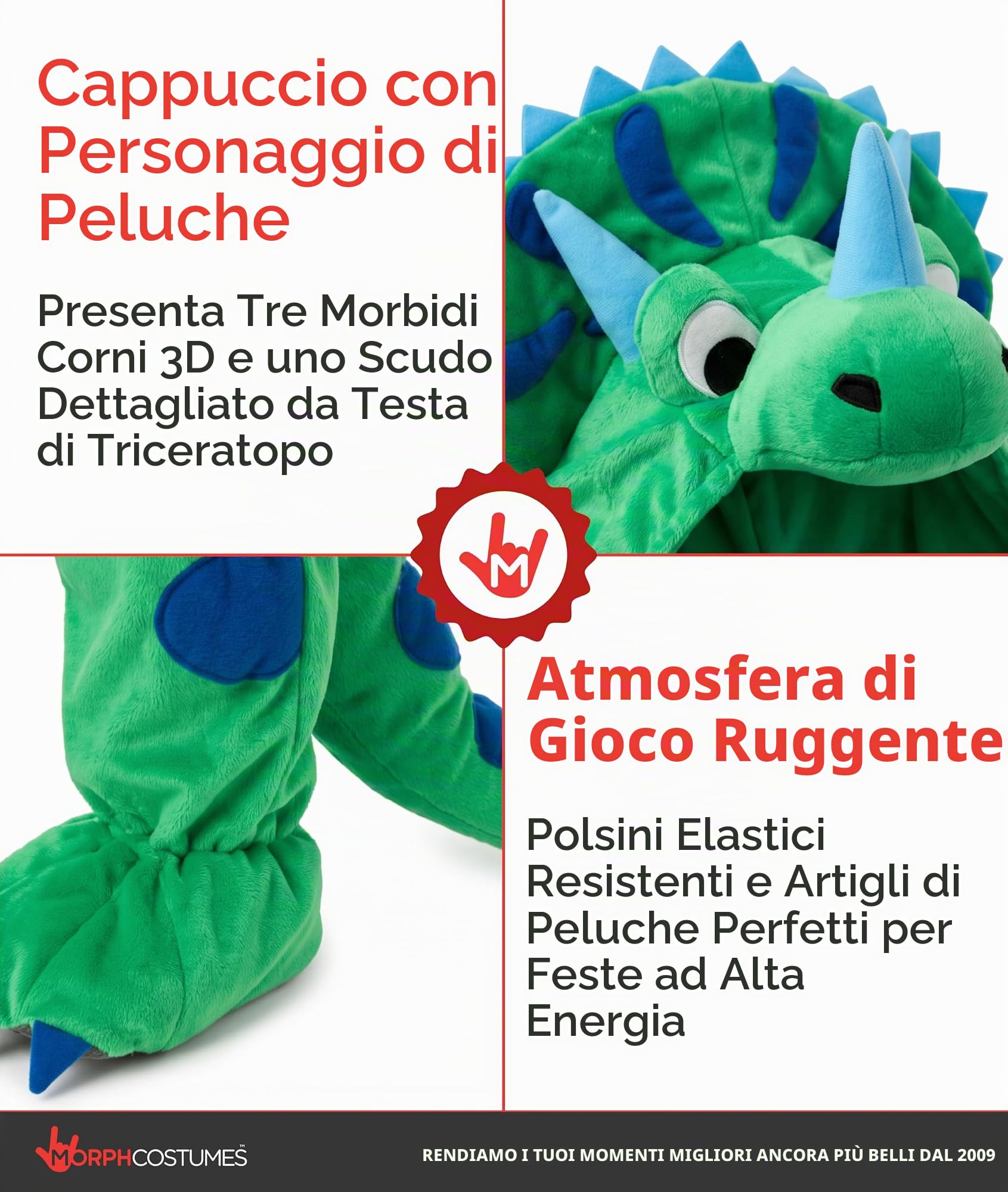 Costume Triceratopo blu Morph, dettaglio