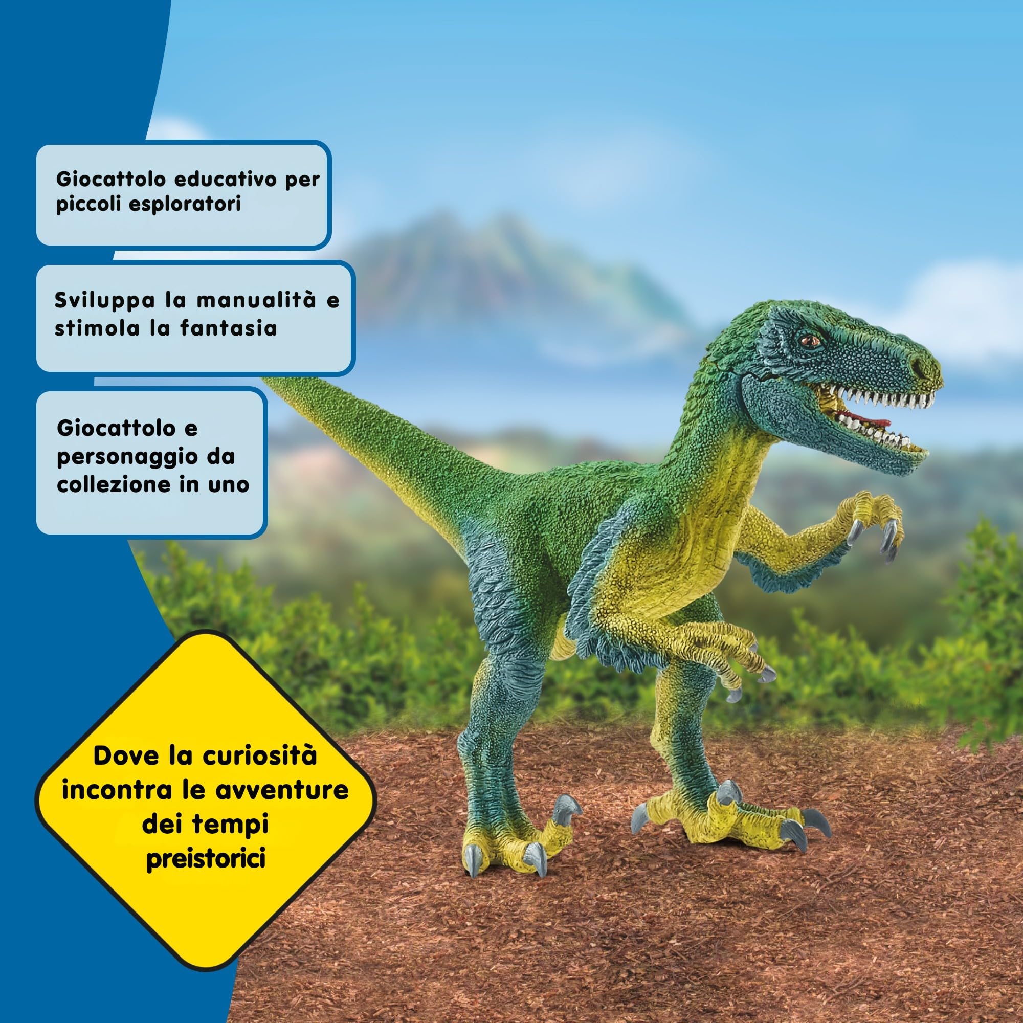 Velociraptor Schleich 14585 in una scena di gioco