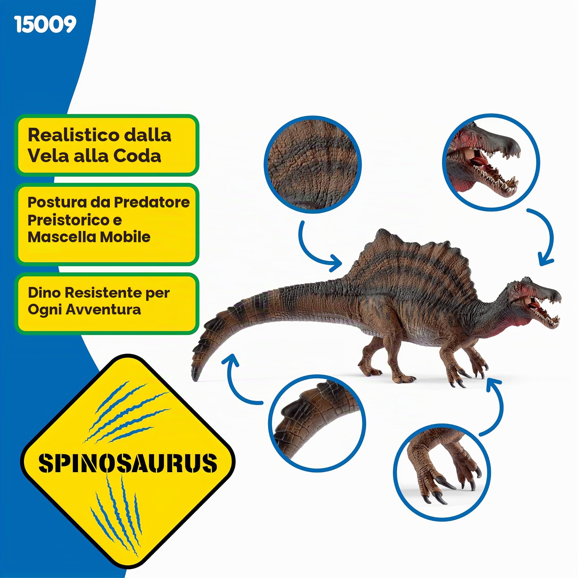 Spinosauro Schleich 15009, dettaglio della testa