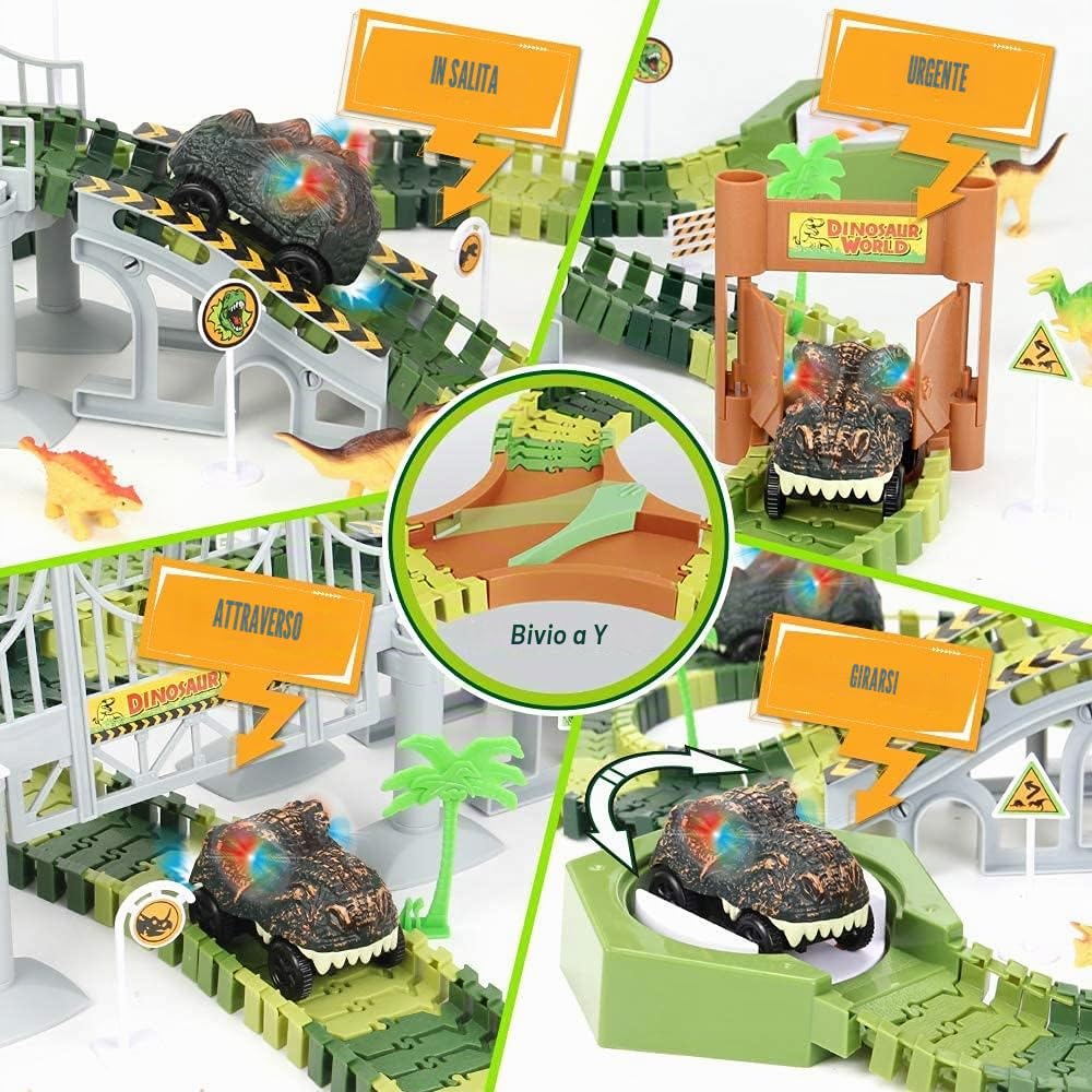 Testa di dinosauro gigante sulla pista Mini Tudou, altra vista