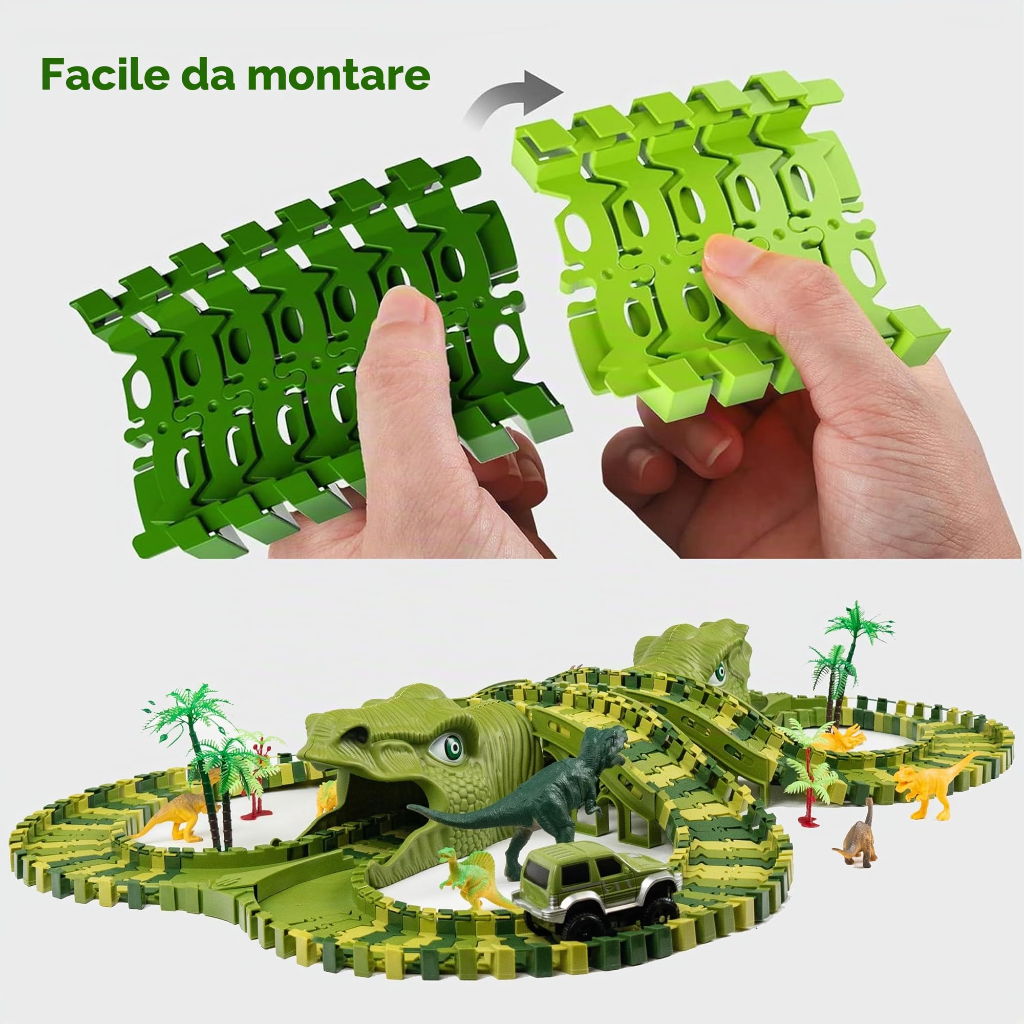 Figure di dinosauri lungo la pista CELMAN, altra vista