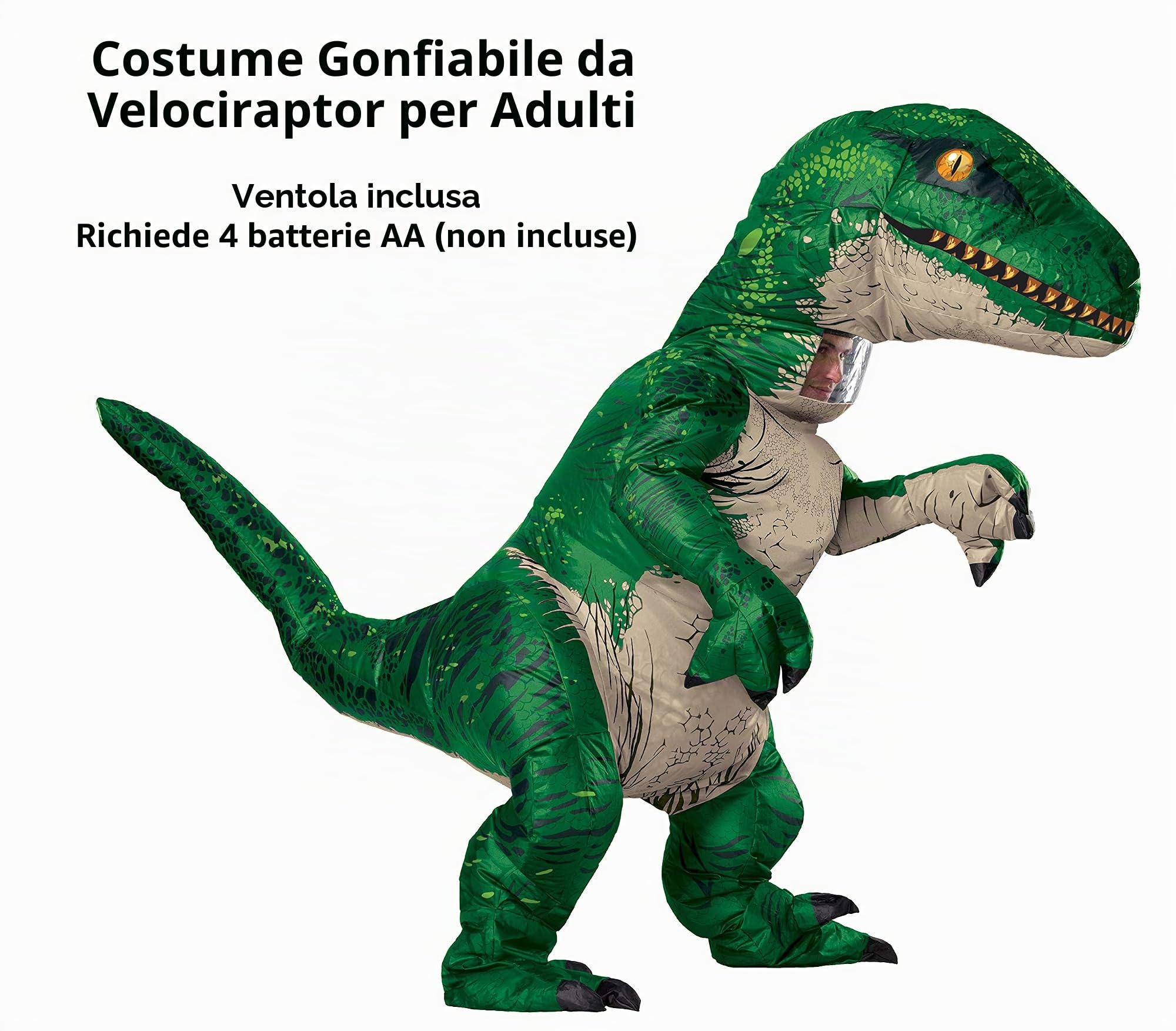 Costume gonfiabile Velociraptor Rubies, dettaglio
