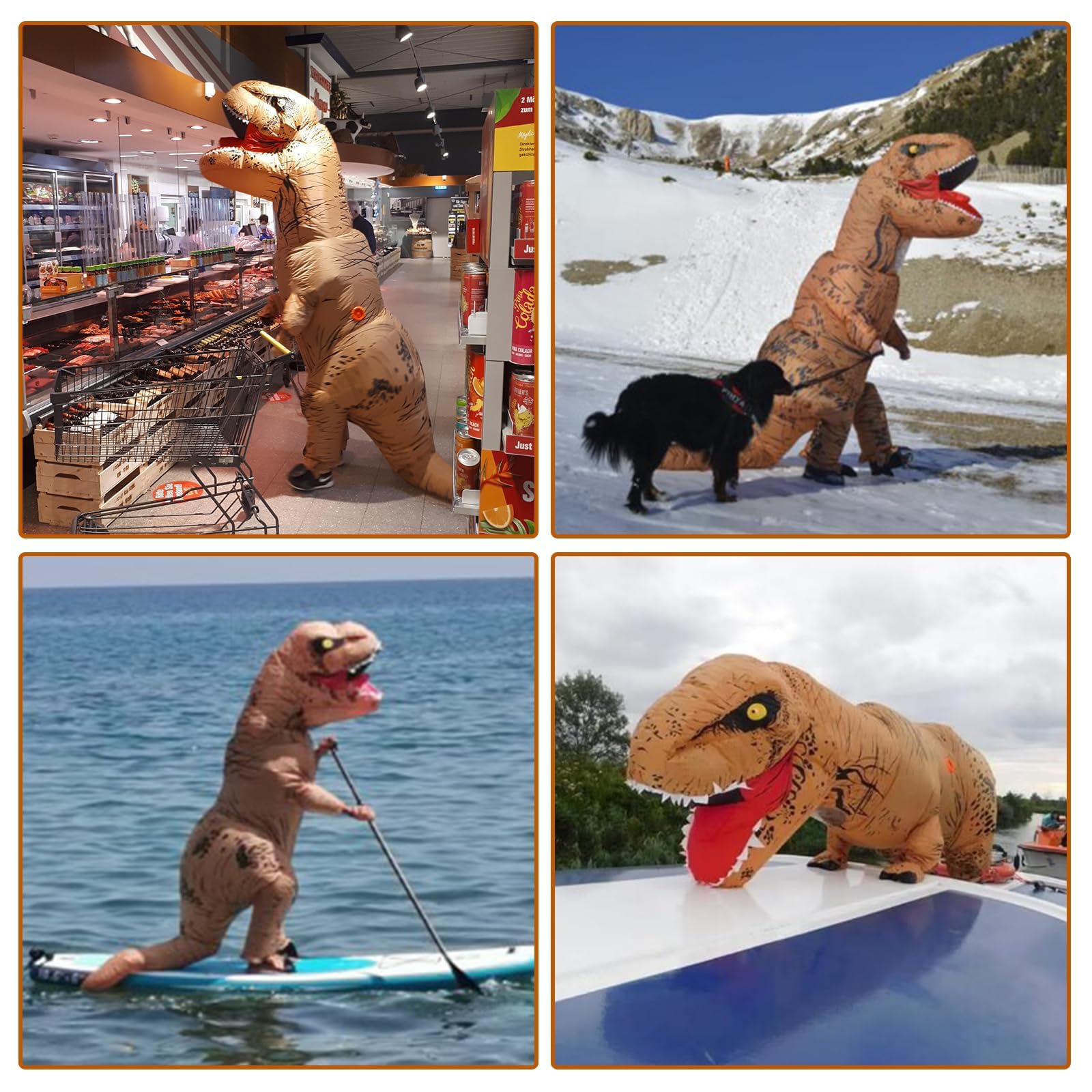 Costume gonfiabile T-Rex marrone PARAYOYO, altra vista