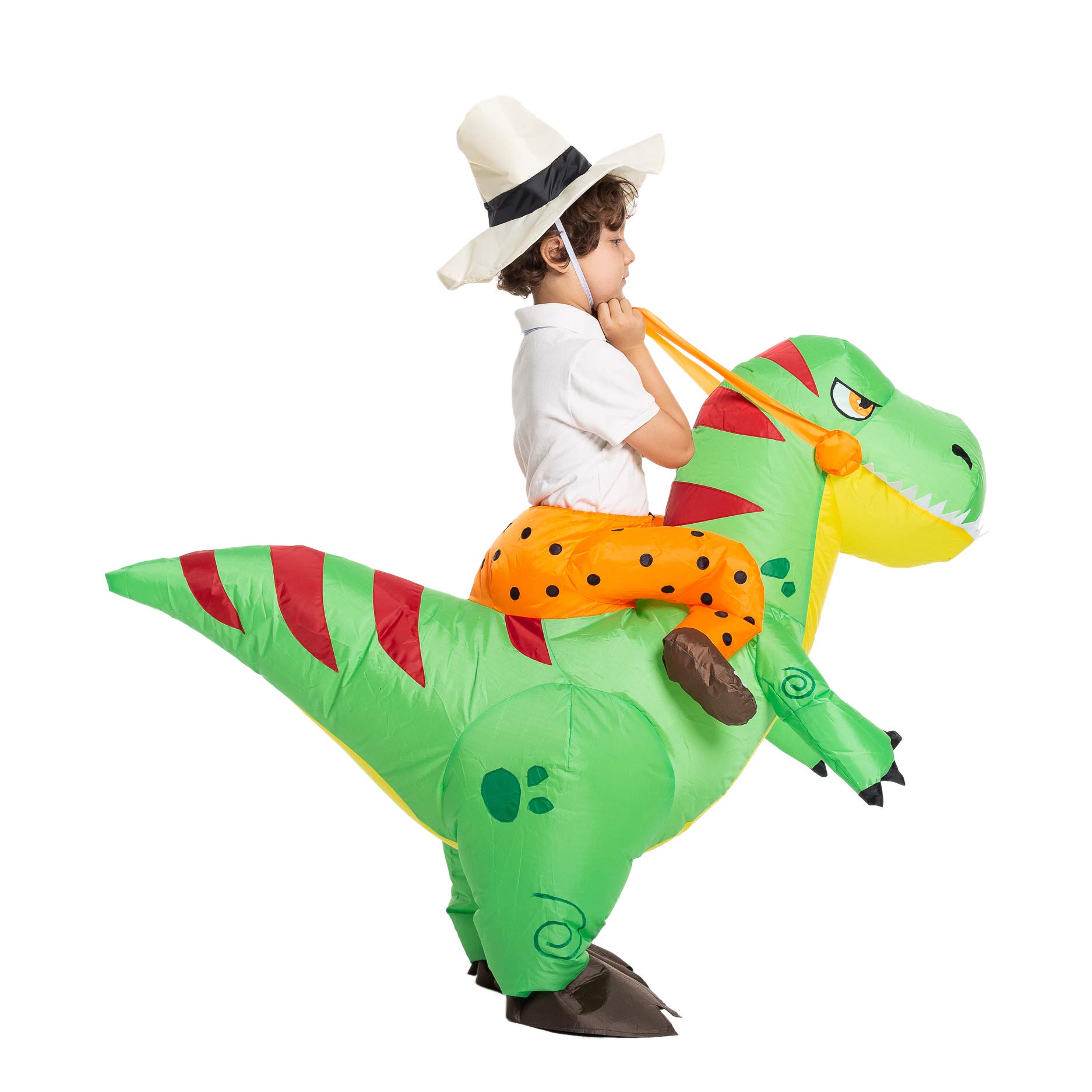 Costume gonfiabile T-Rex cavalcato Spooktacular, altra vista