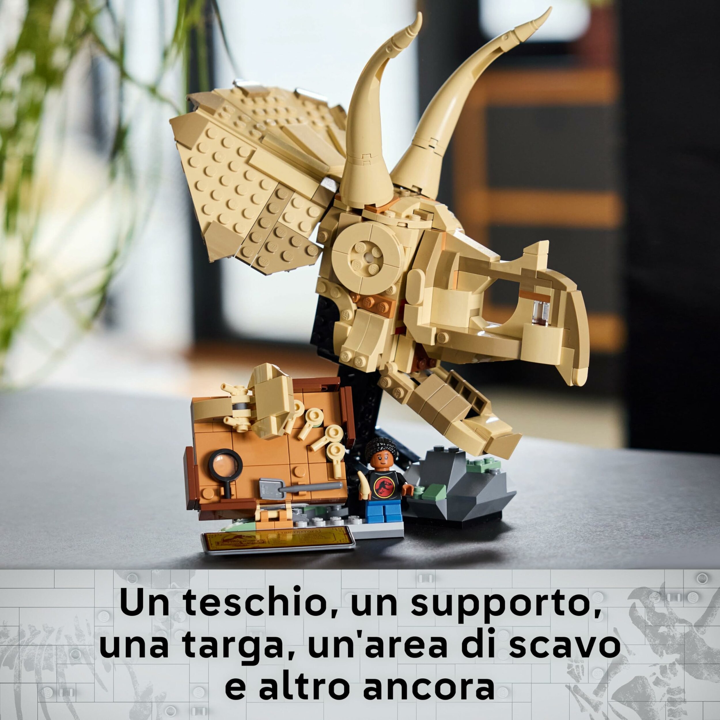 LEGO Jurassic World 76969, teschio sul supporto