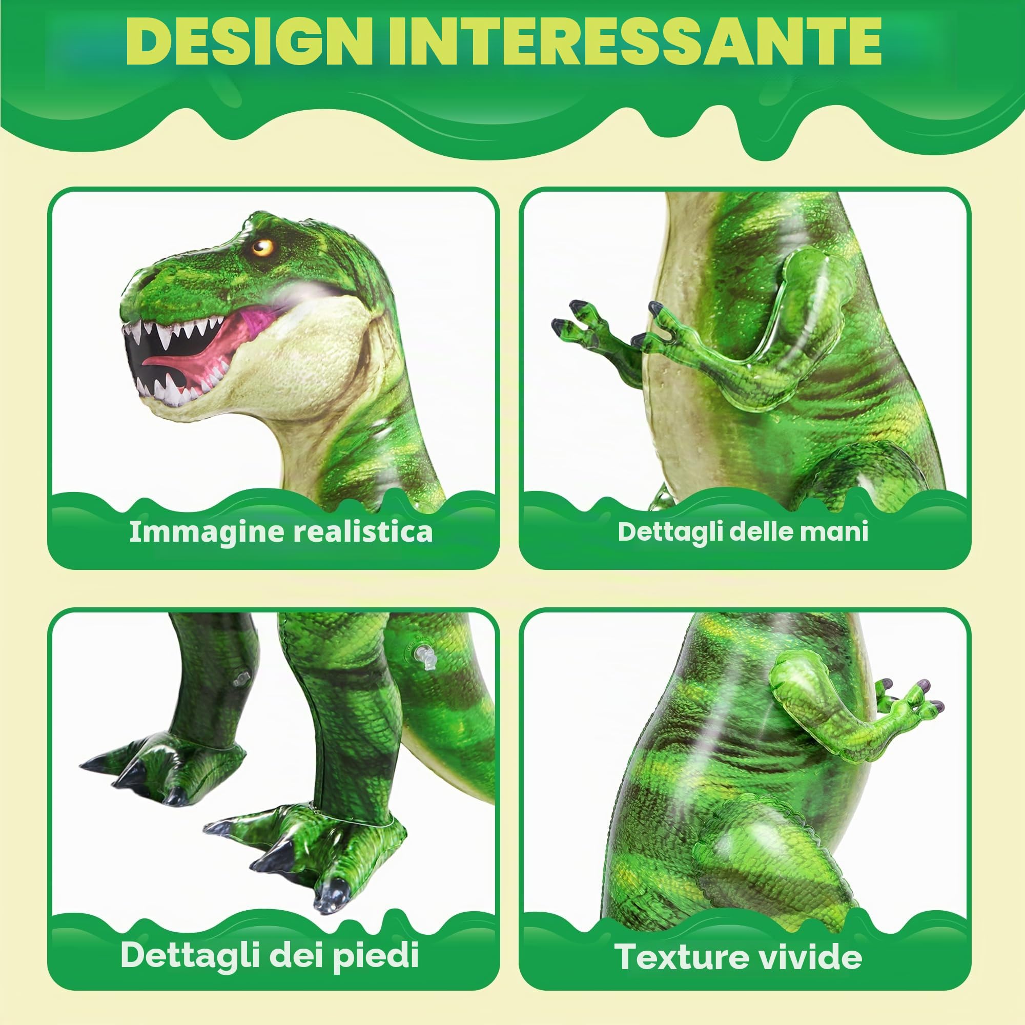 T-Rex gonfiabile JOYIN accanto a dei bambini, altra vista
