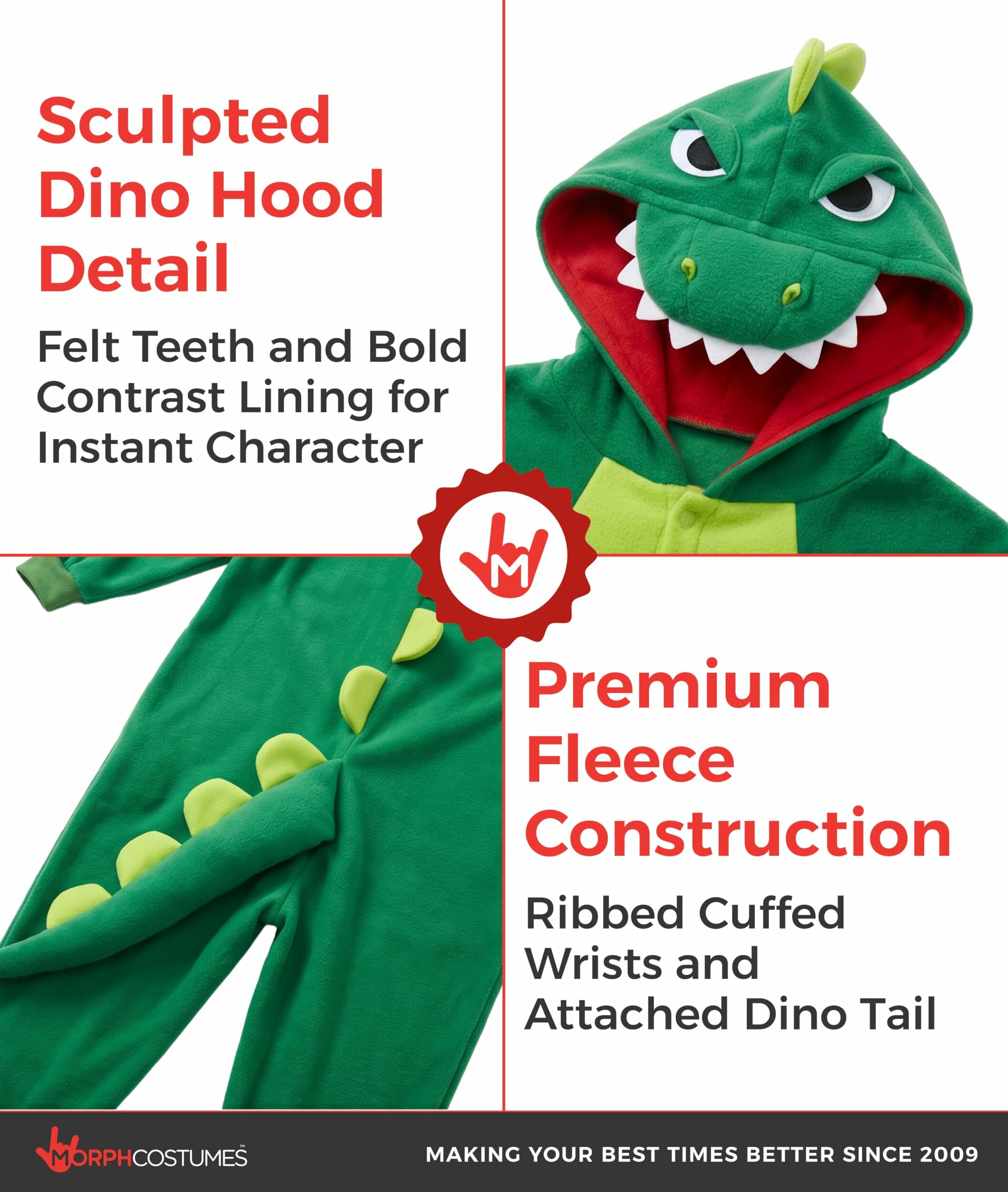 Costume da dinosauro Morph per adulti, dettaglio