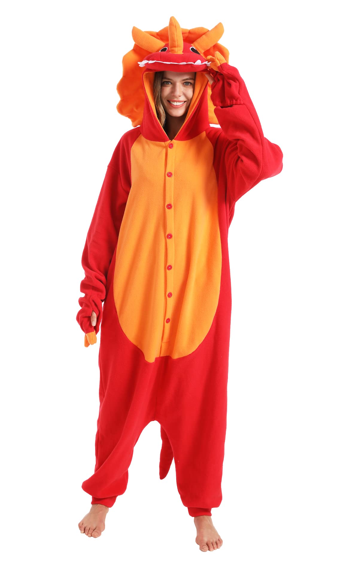 Kigurumi Triceratopo rosso dressfan, altra vista
