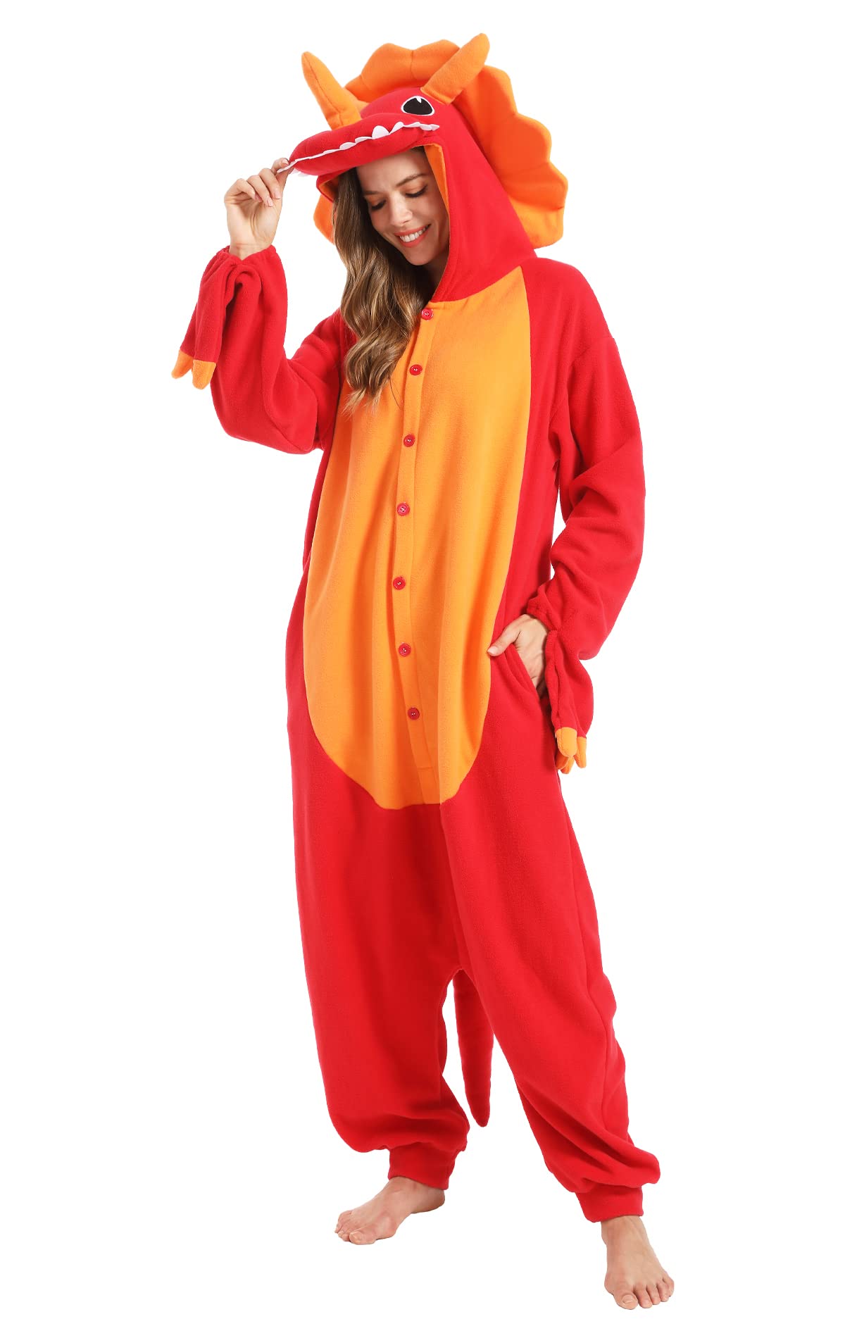 Kigurumi Triceratopo rosso dressfan, dettaglio