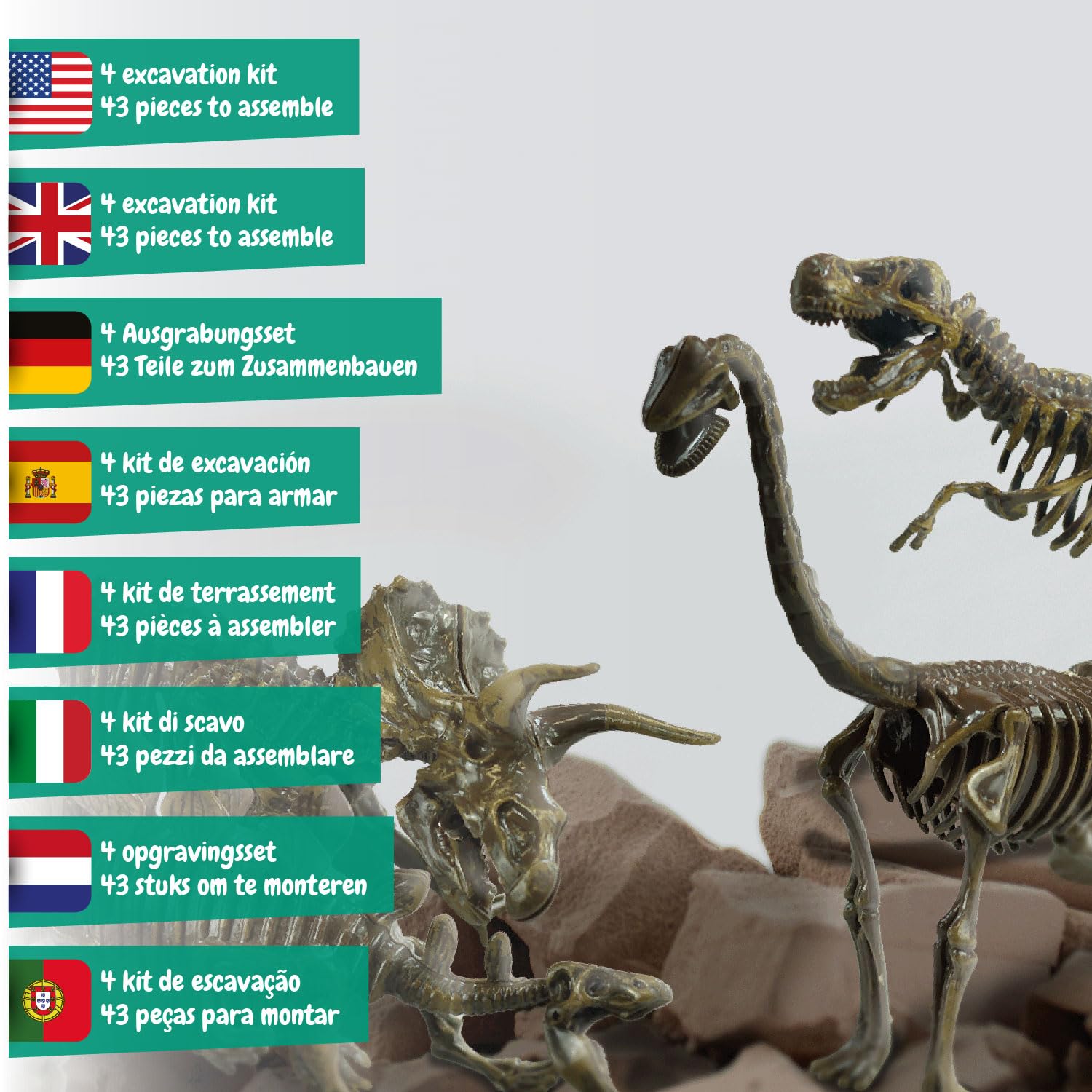 Blocchi di scavo e attrezzi del kit Science4you, altra vista