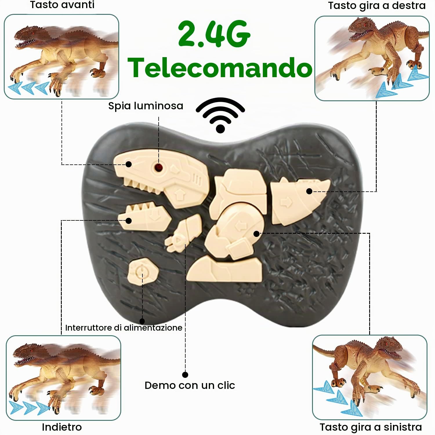 Dinosauro telecomandato Kizmyee, dettaglio