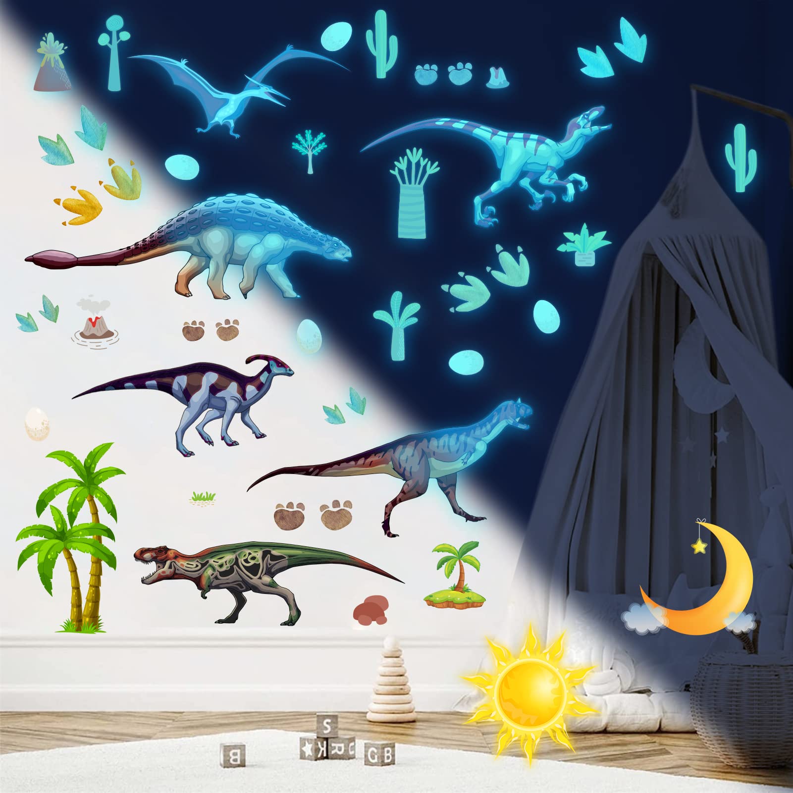 Adesivi dinosauri Tarklanda che brillano al buio