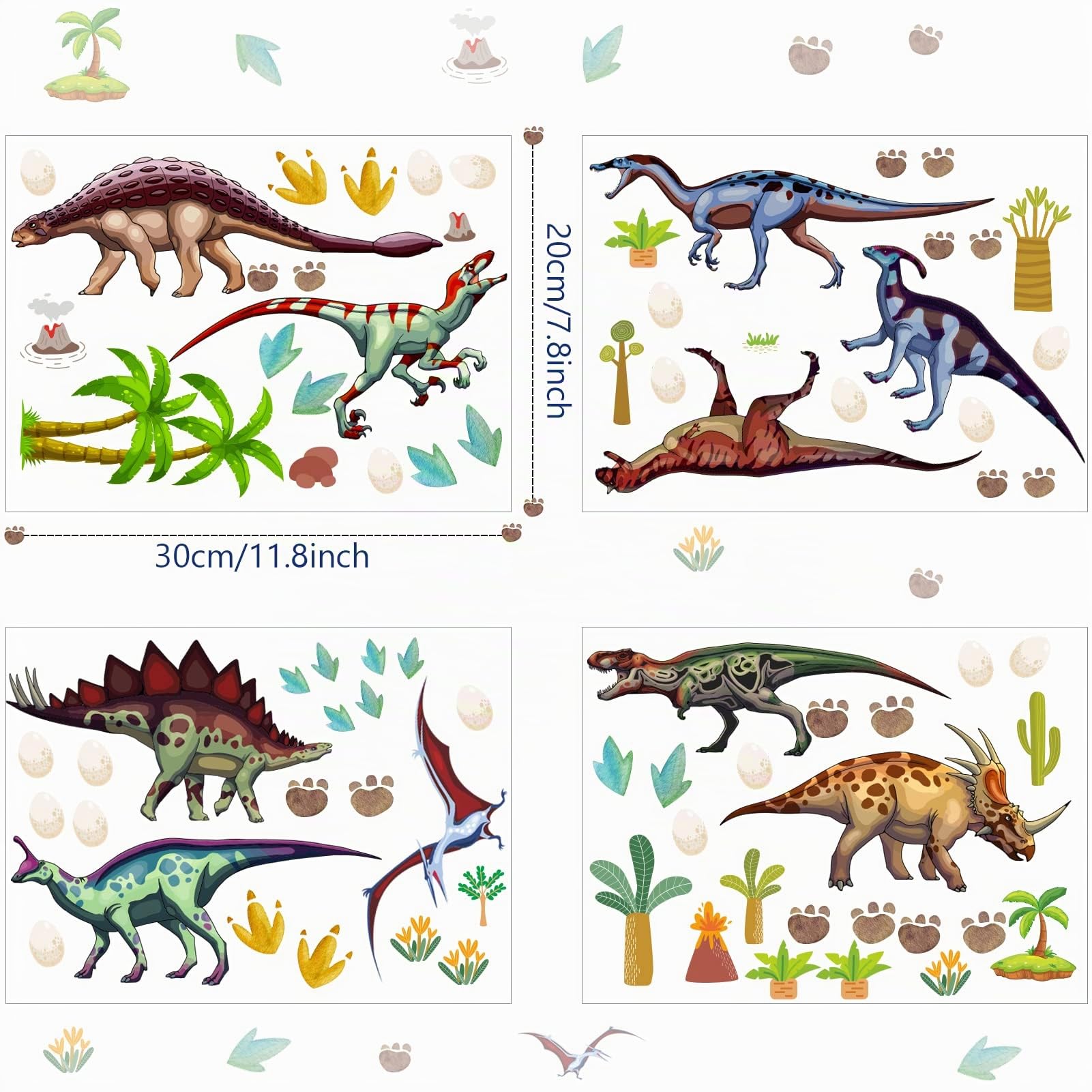 Adesivi dinosauri Tarklanda, dettaglio dei fogli