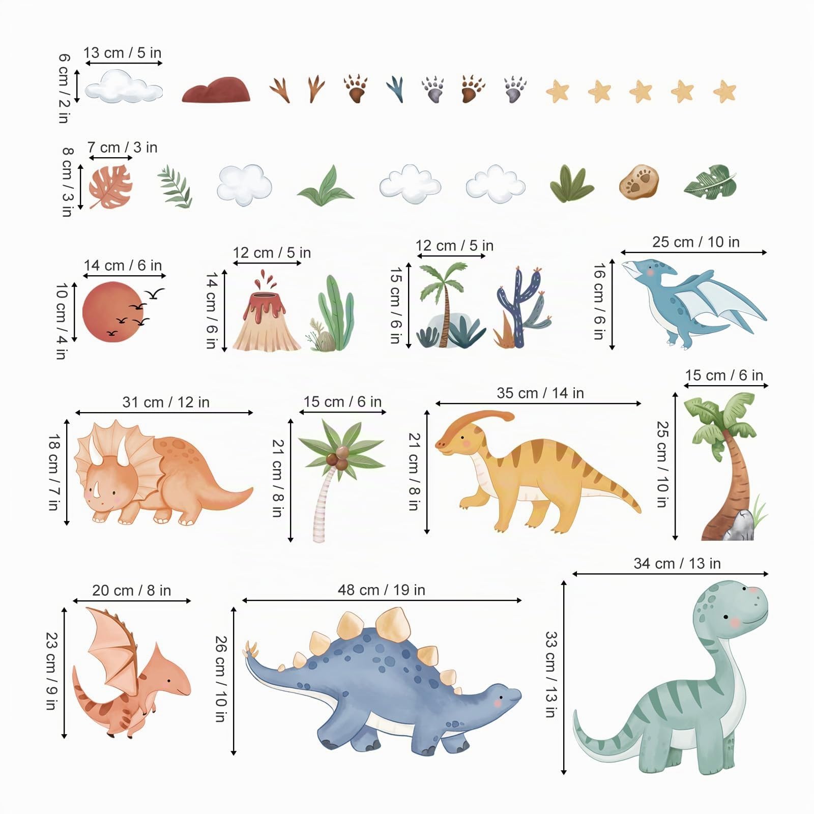 Adesivi dinosauri boho decalmile, fogli