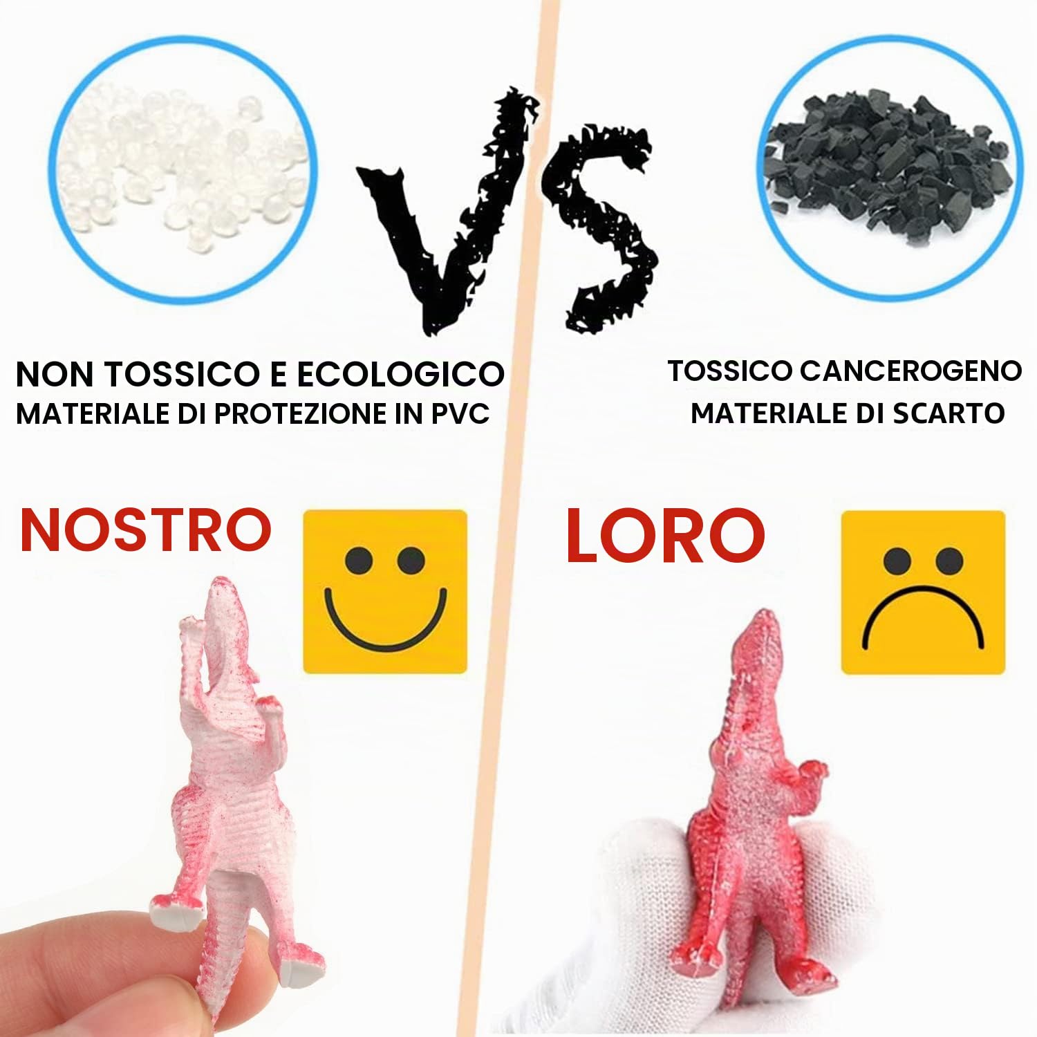 Mini dinosauro DERAYEE in mano, dettaglio