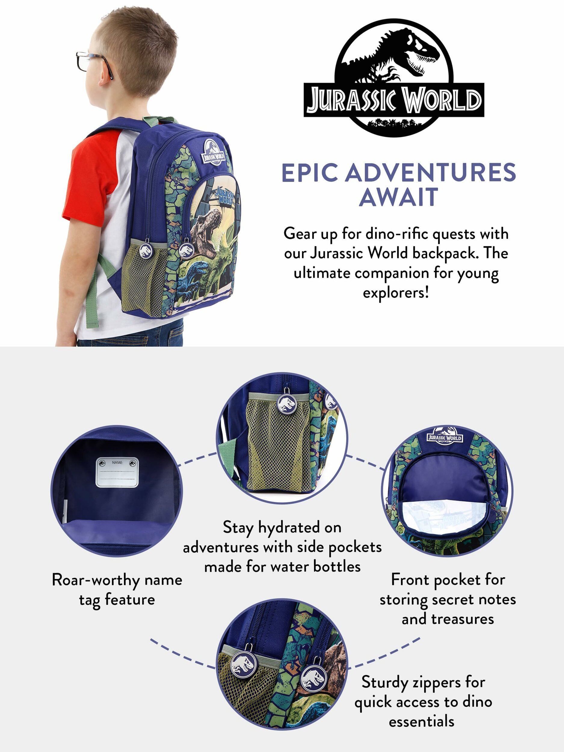 Zaino Jurassic World per bambini, altra vista