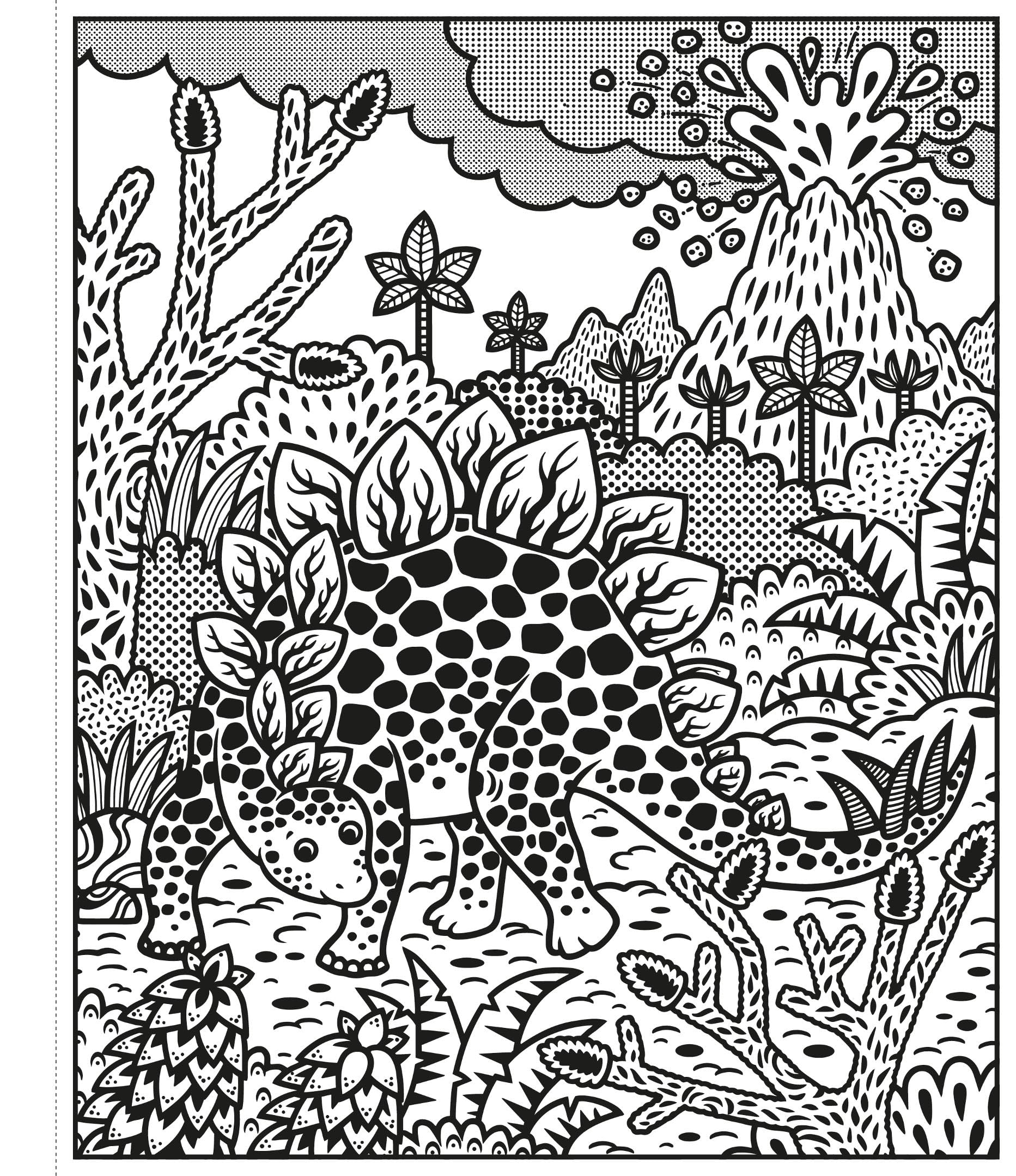 Libro Usborne Coloro con la magia Dinosauri, pagina da dipingere