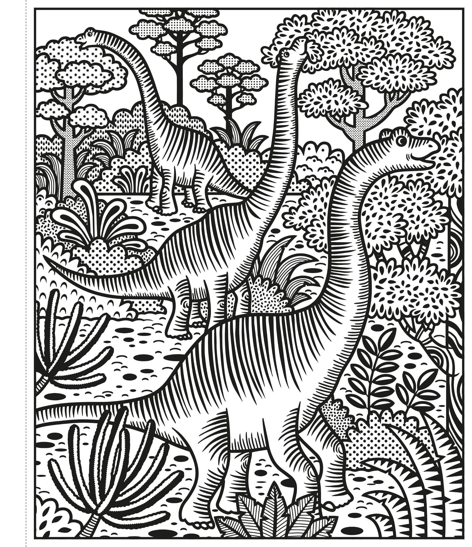 Libro Usborne Coloro con la magia Dinosauri, pagina colorata