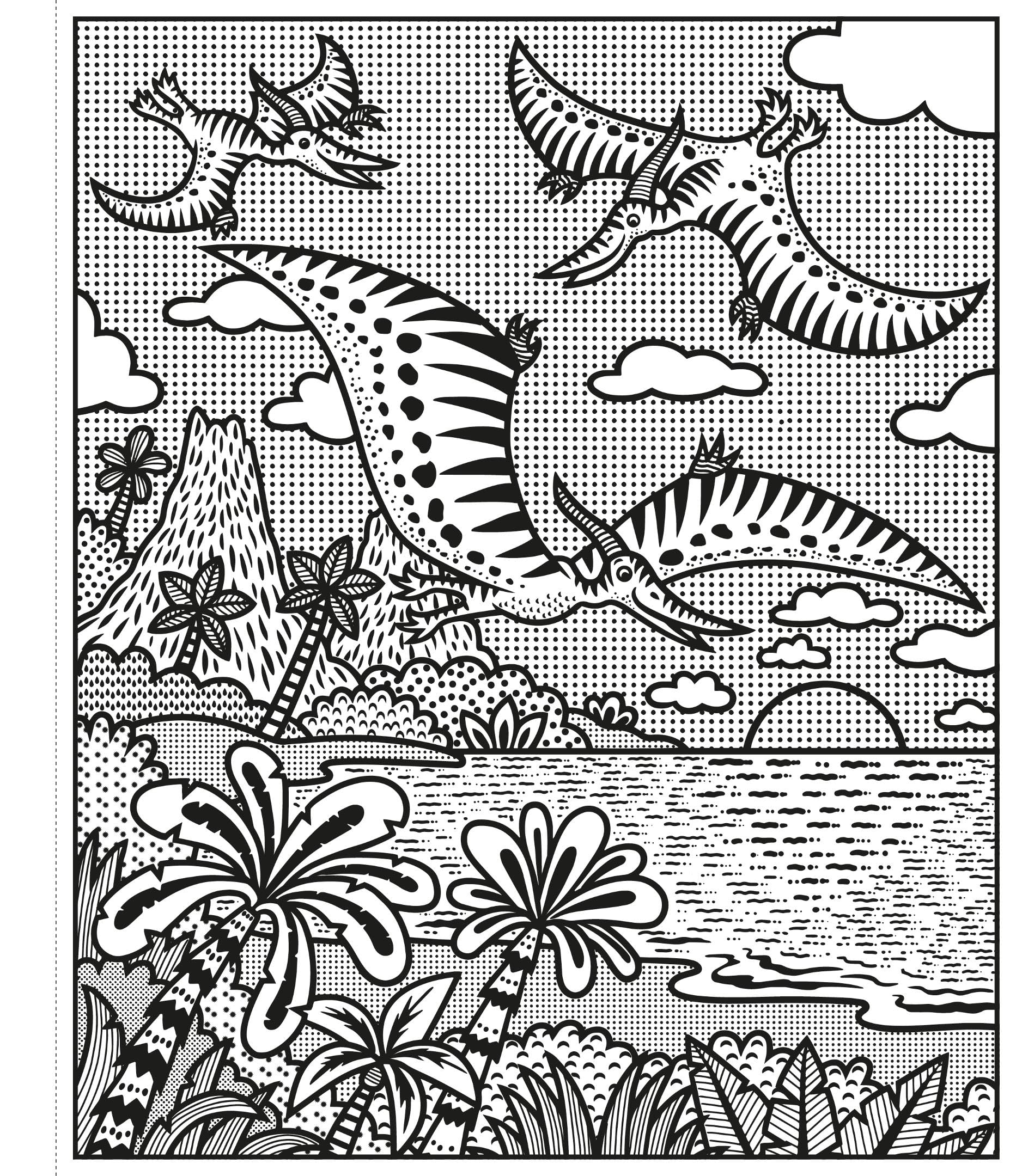 Libro Usborne Coloro con la magia Dinosauri, dettaglio