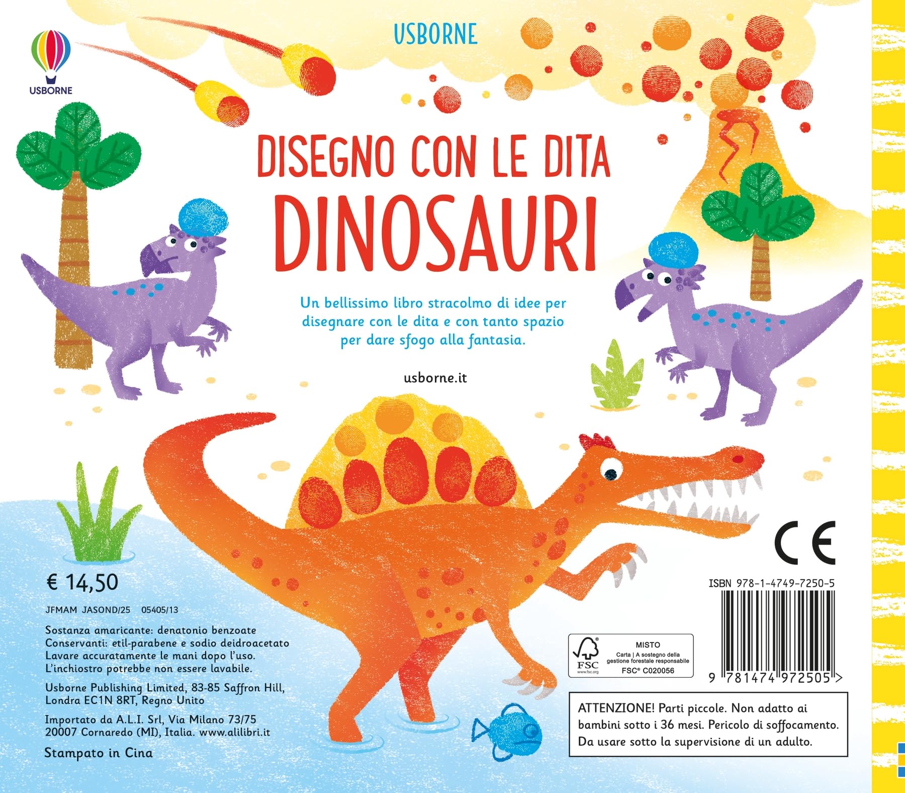 Libro Usborne Dinosauri con le dita, pagina interna