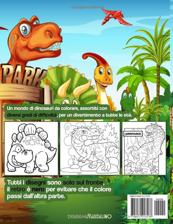 Libro Dinosauri da colorare, retro di copertina