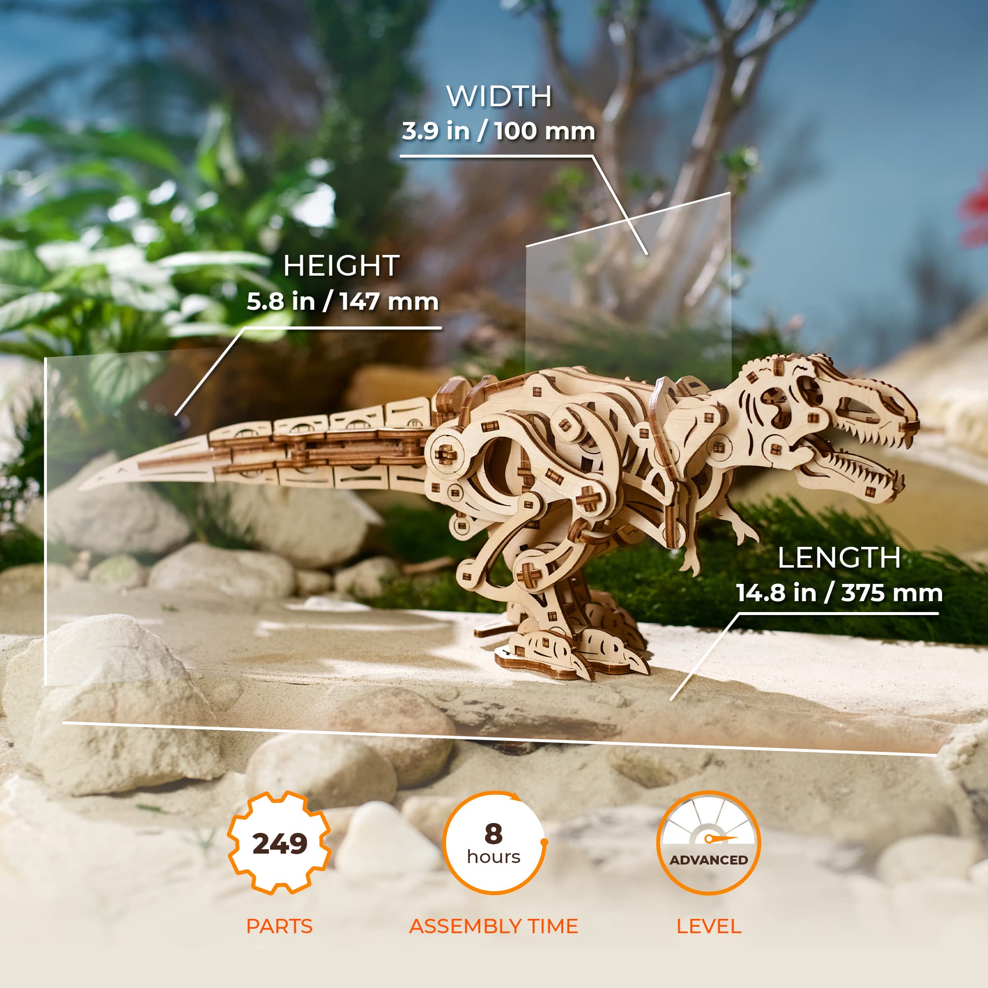 Meccanismo a molla del T-Rex Ugears, dettaglio