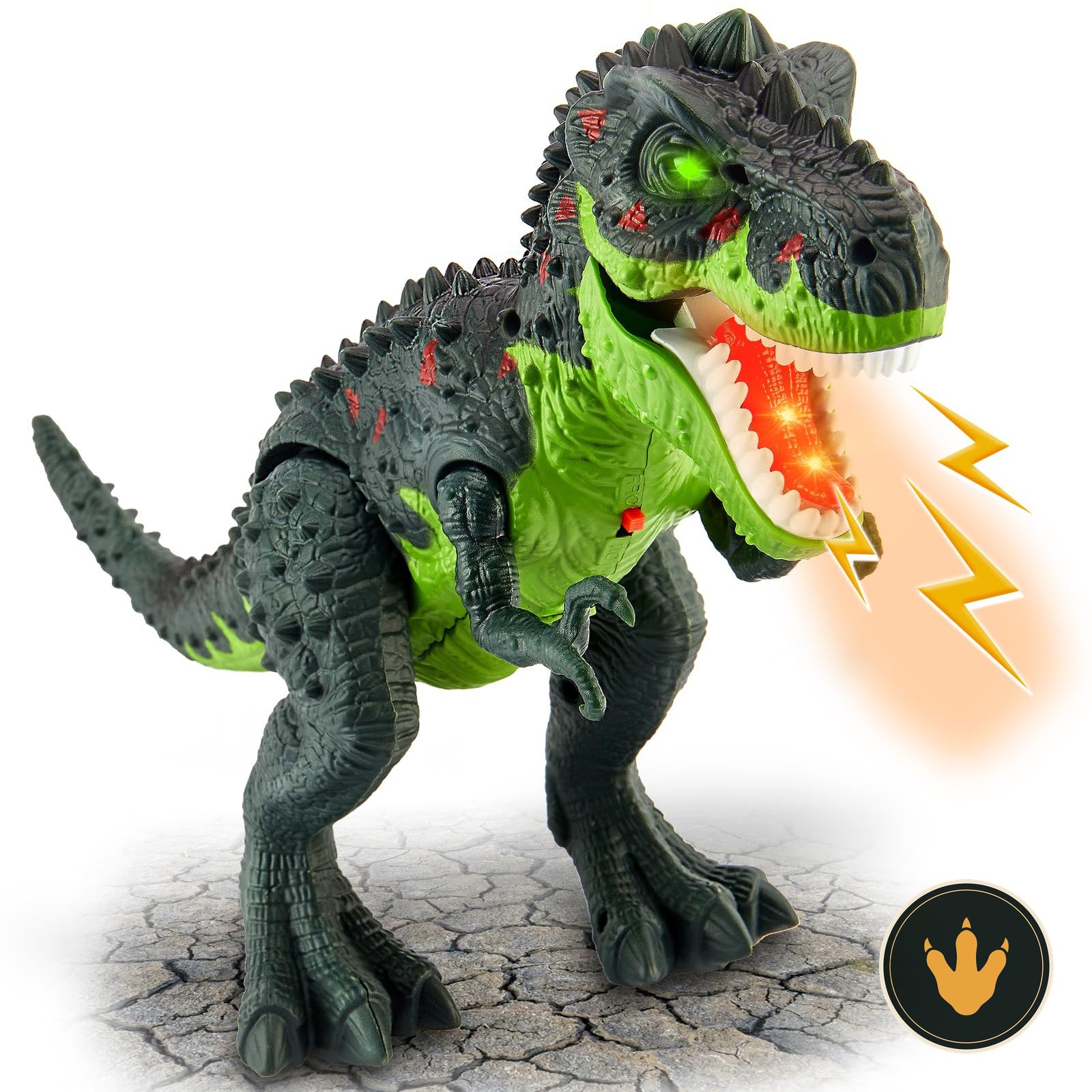 T-Rex HYAKIDS verde che spruzza vapore dalla bocca