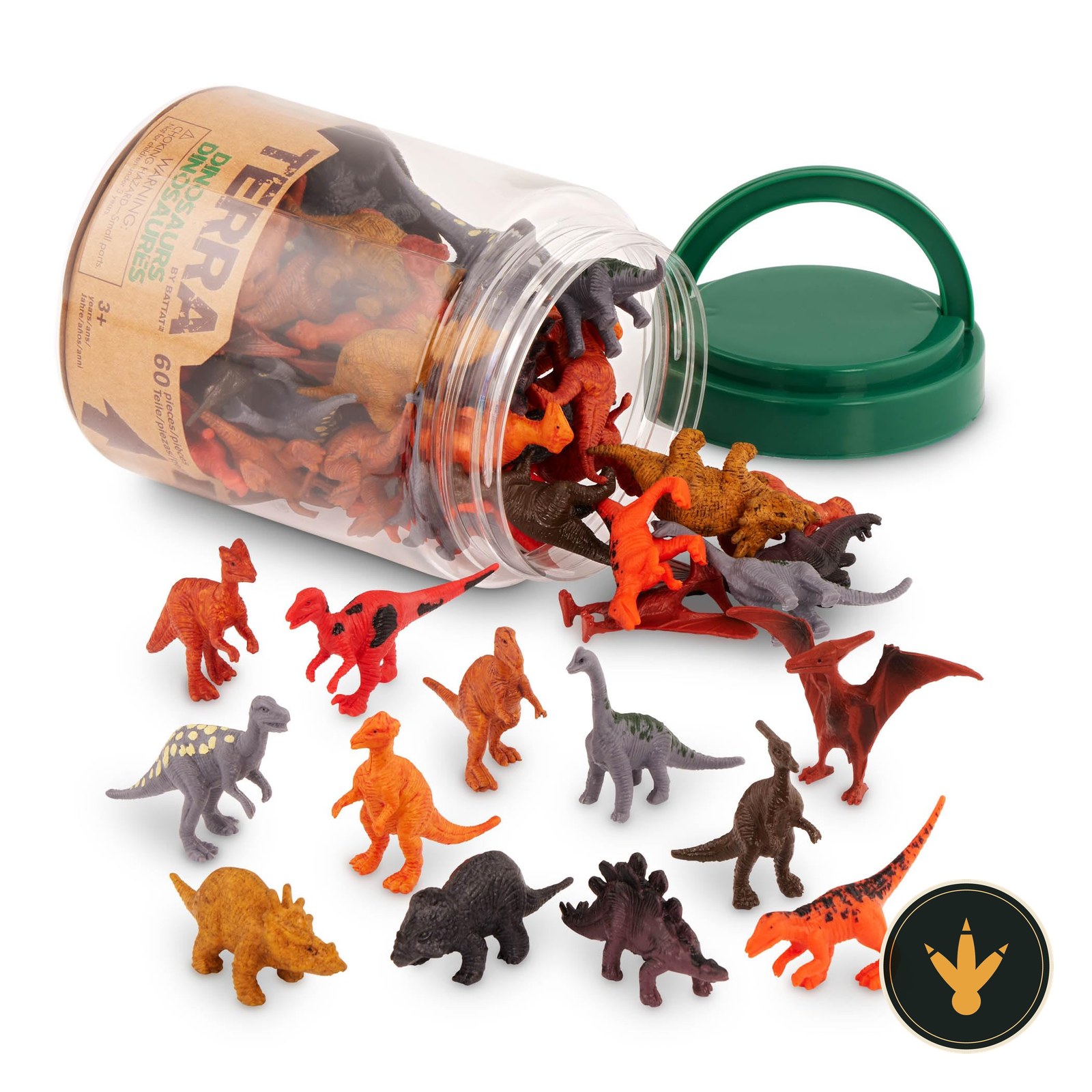 Tubo Terra by Battat con 60 mini dinosauri colorati