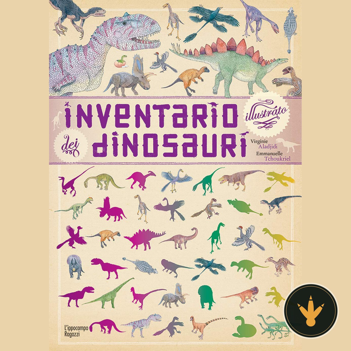 Copertina di Inventario illustrato dei dinosauri, LIppocampo Ragazzi