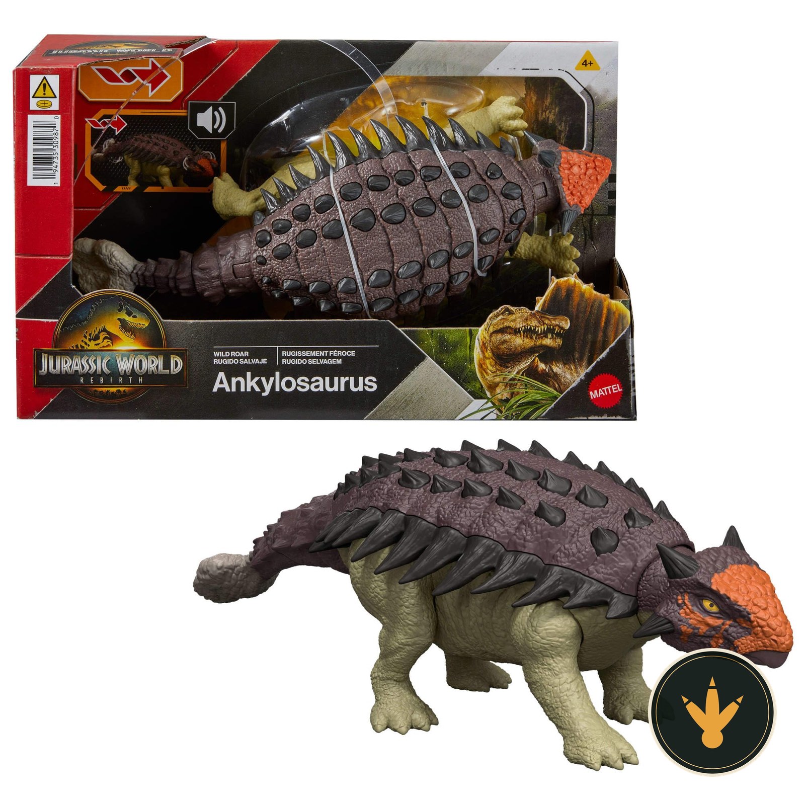 Anchilosauro Ruggito Selvaggio Mattel JGB90 con corazza e coda a mazza