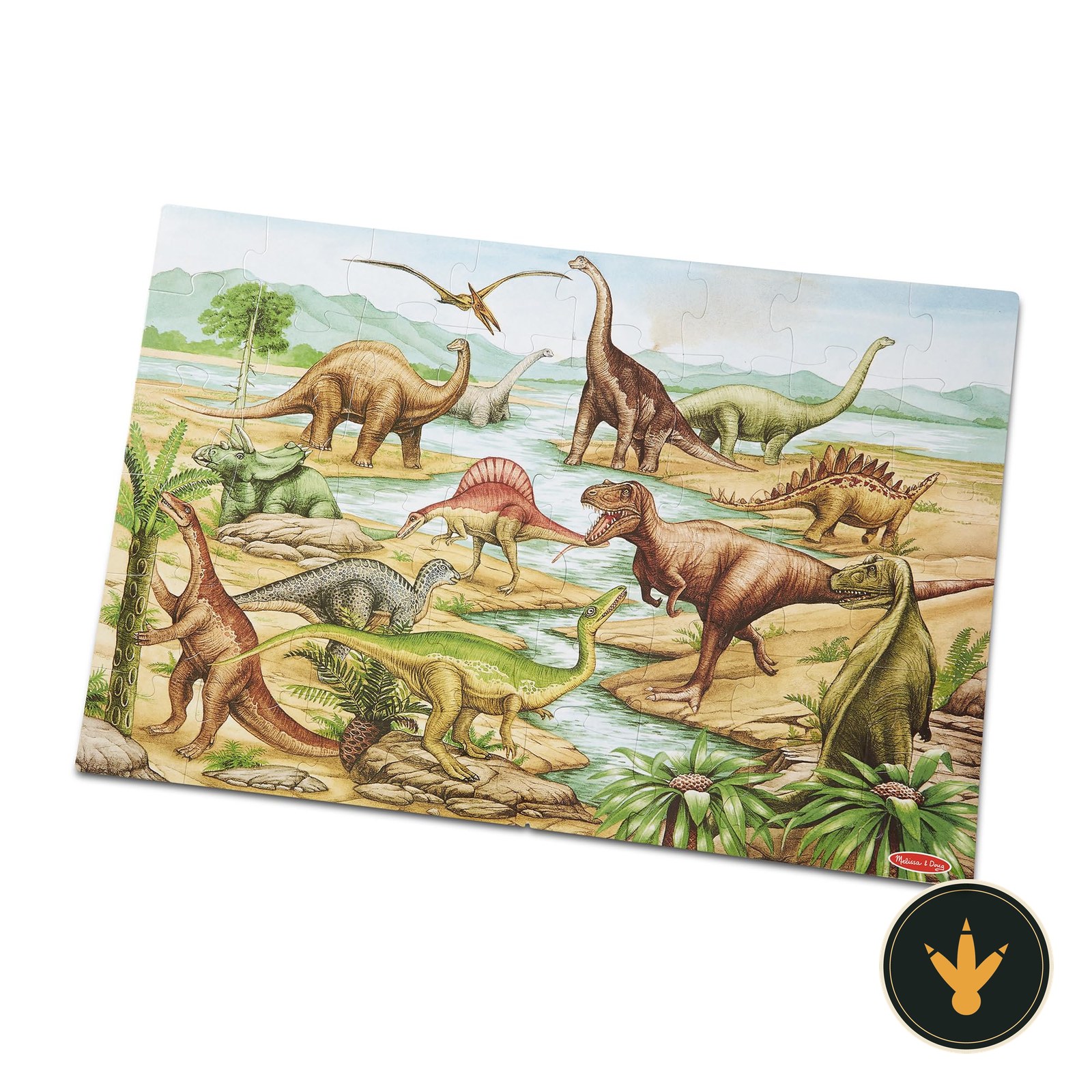 Puzzle da pavimento Dinosauri Melissa &amp; Doug 10421, confezione e puzzle composto