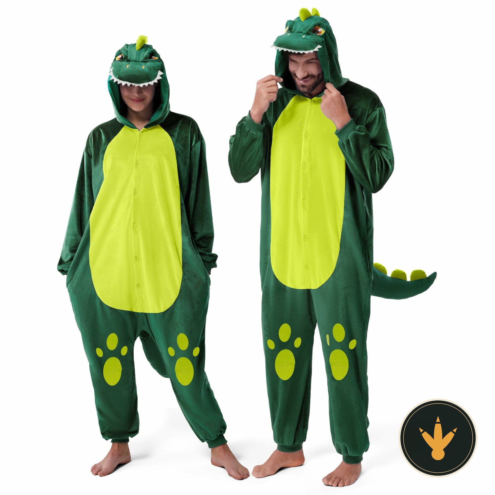 Tutina da dinosauro verde Spooktacular Creations per adulti con cappuccio