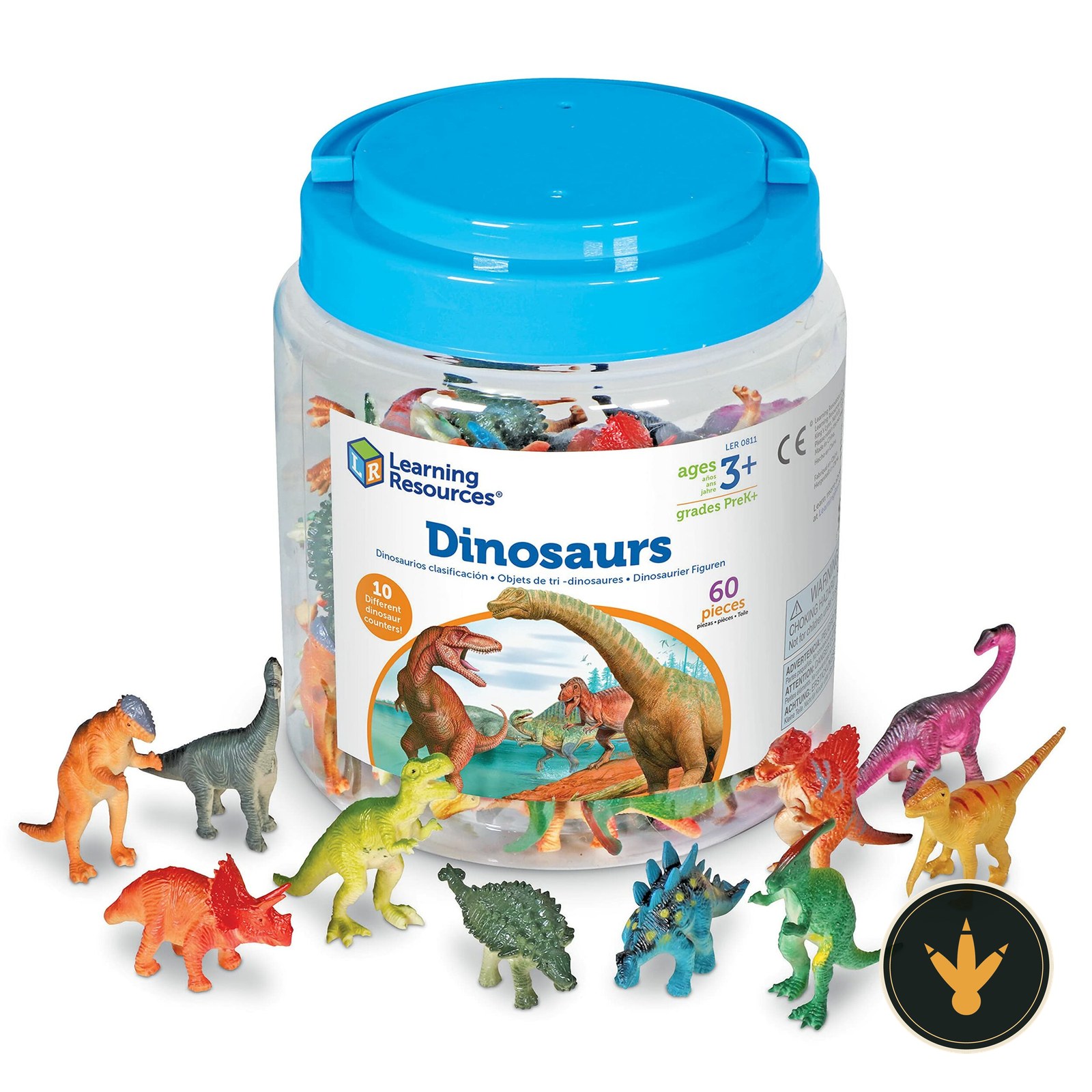 Barattolo Learning Resources con 60 dinosauri per contare