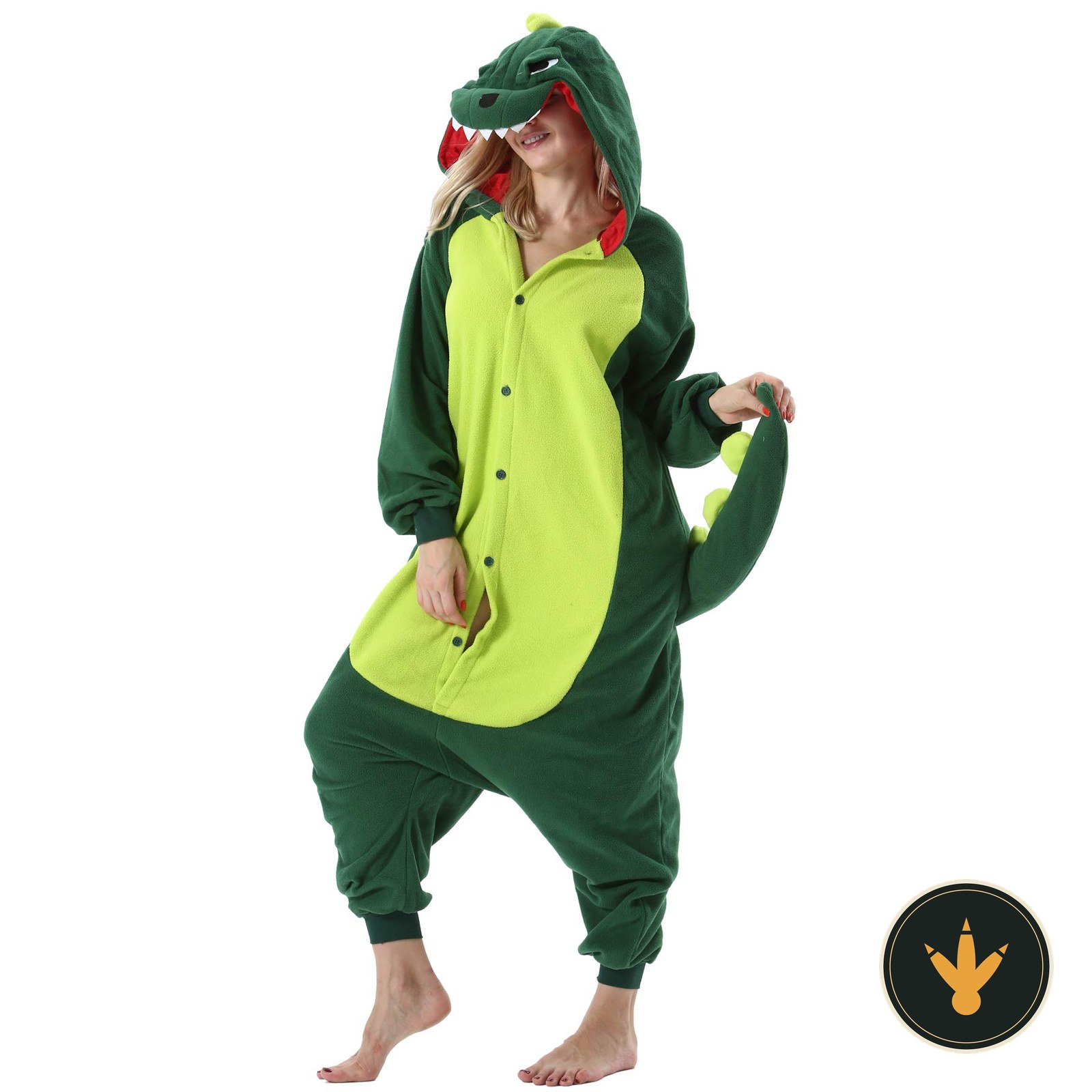 Kigurumi da dinosauro ULEEMARK per adulti con cappuccio a muso di dinosauro