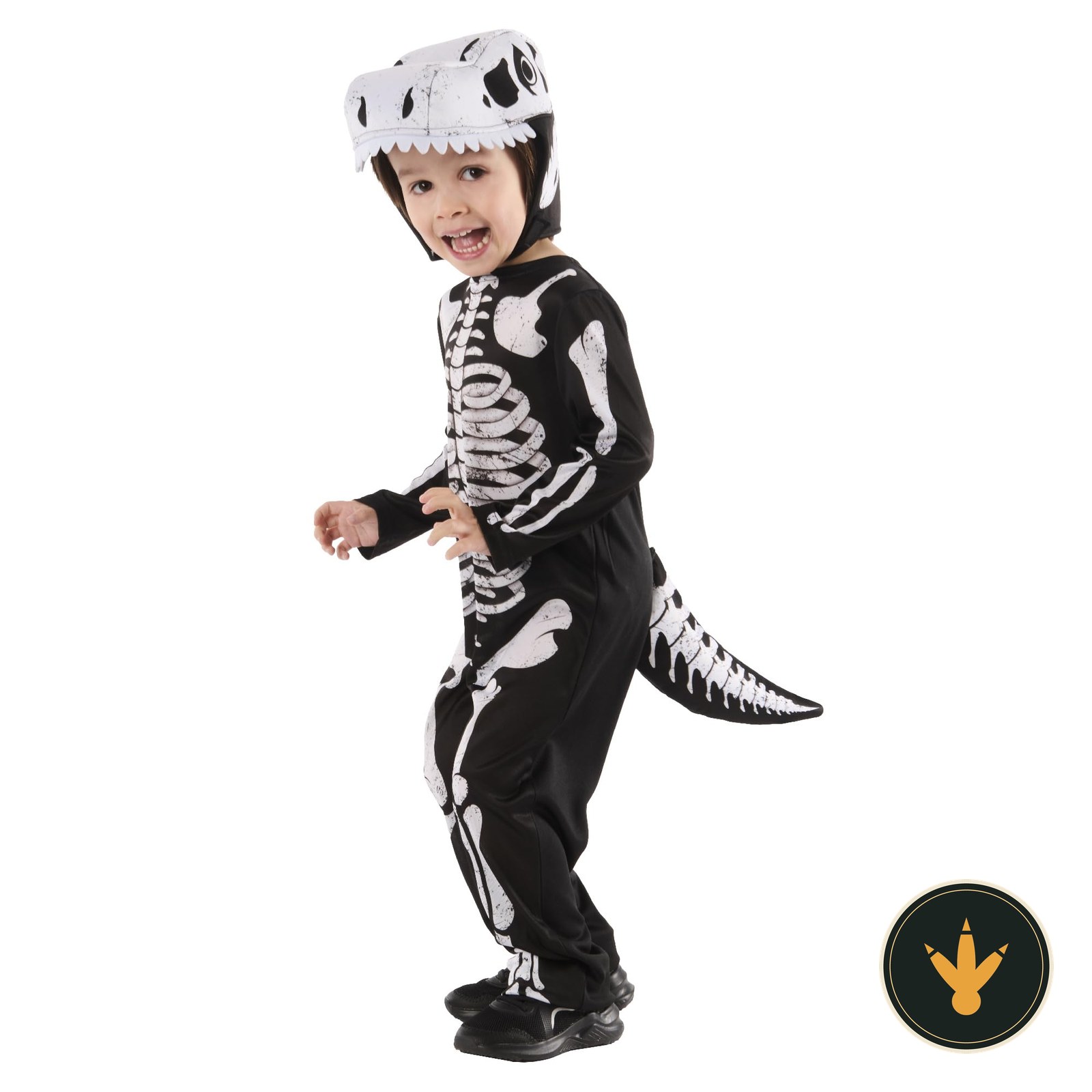 Costume scheletro di dinosauro Rubies per bambino, tuta nera con ossa bianche