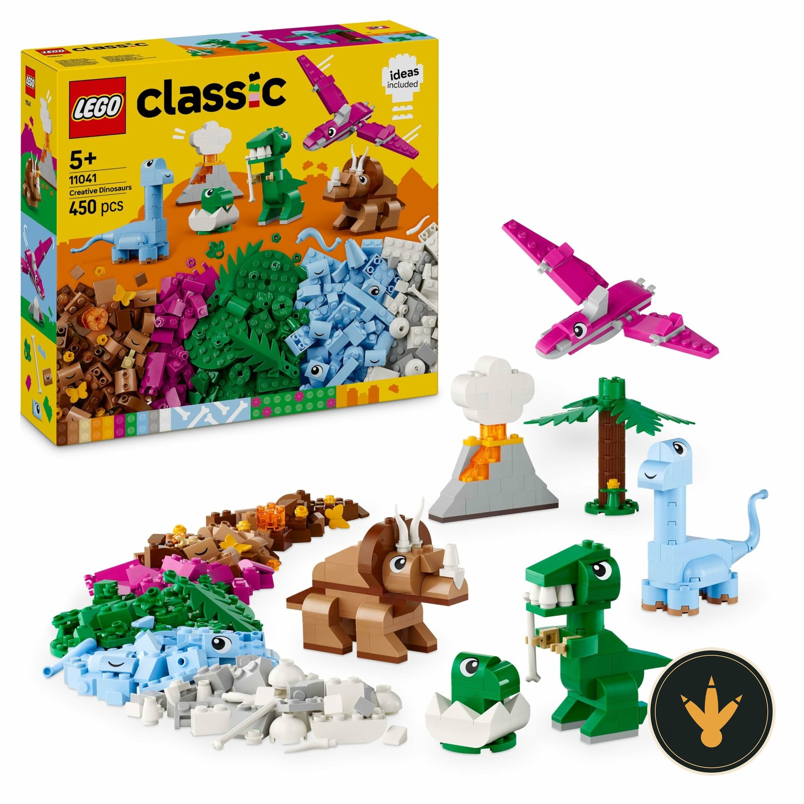 LEGO Classic Dinosauri creativi 11041, confezione e dinosauri costruiti