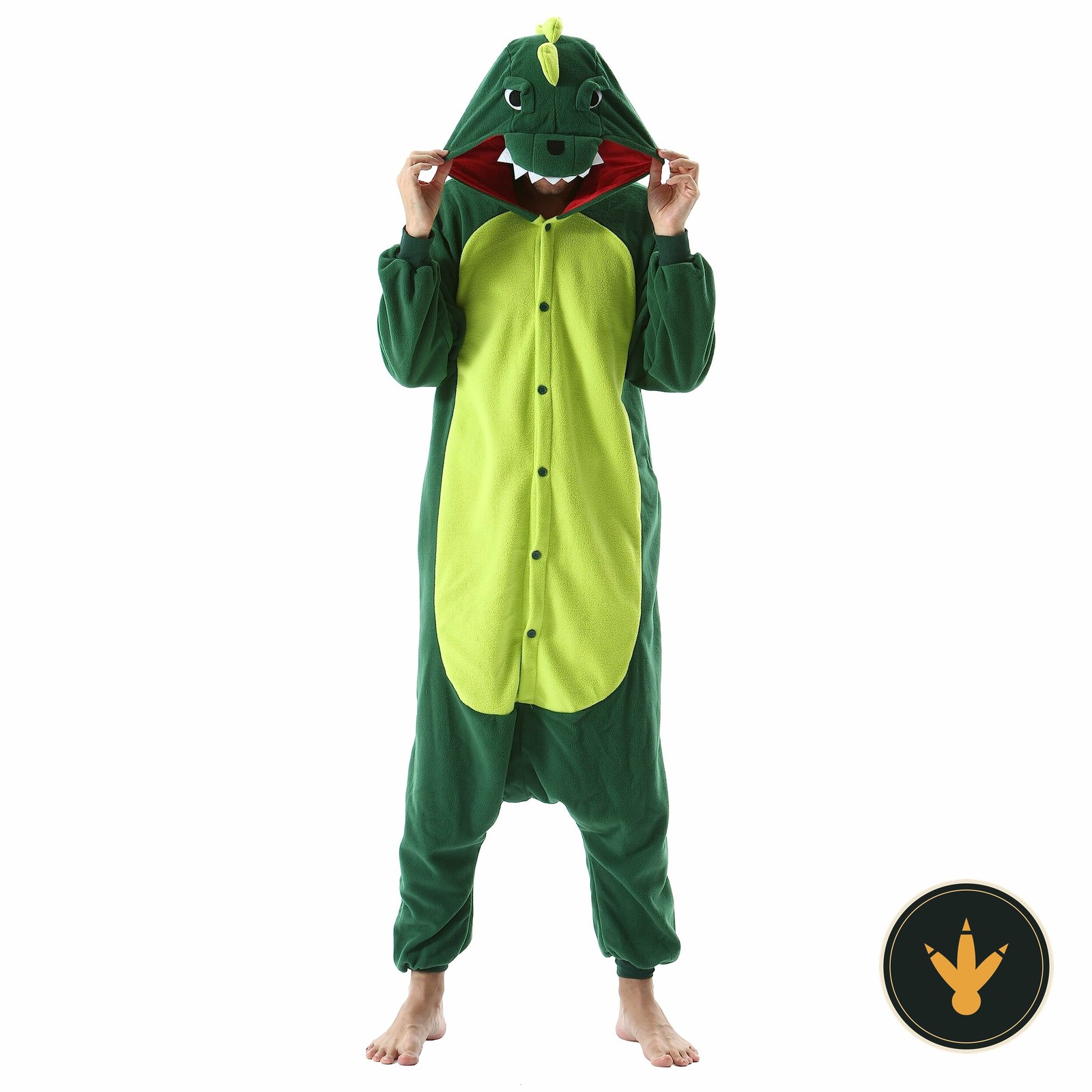 Kigurumi da dinosauro verde Simzoo per adulti con cappuccio e coda