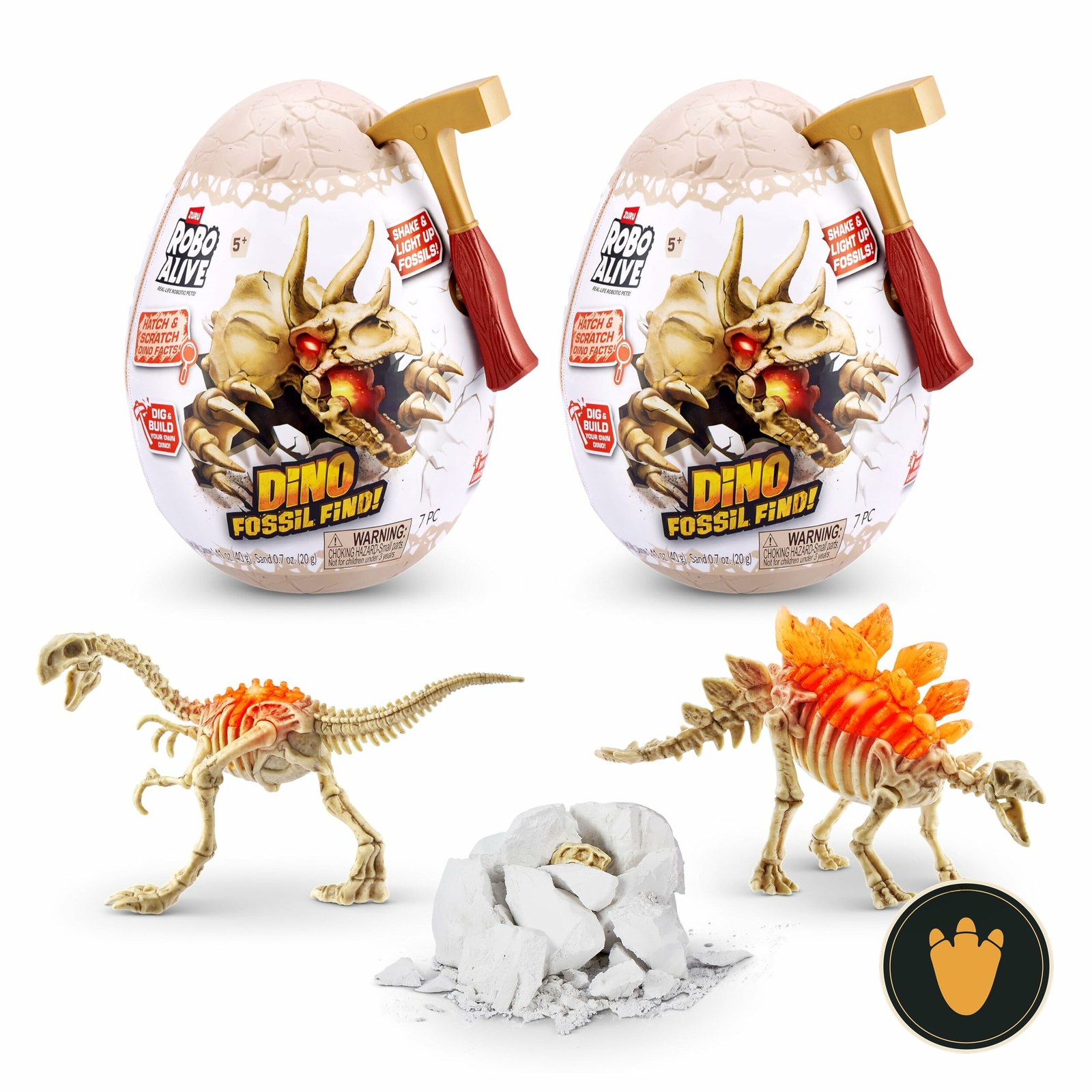 Confezione Robo Alive Mini Dino Fossil Find con Gigantoraptor e Stegosauro