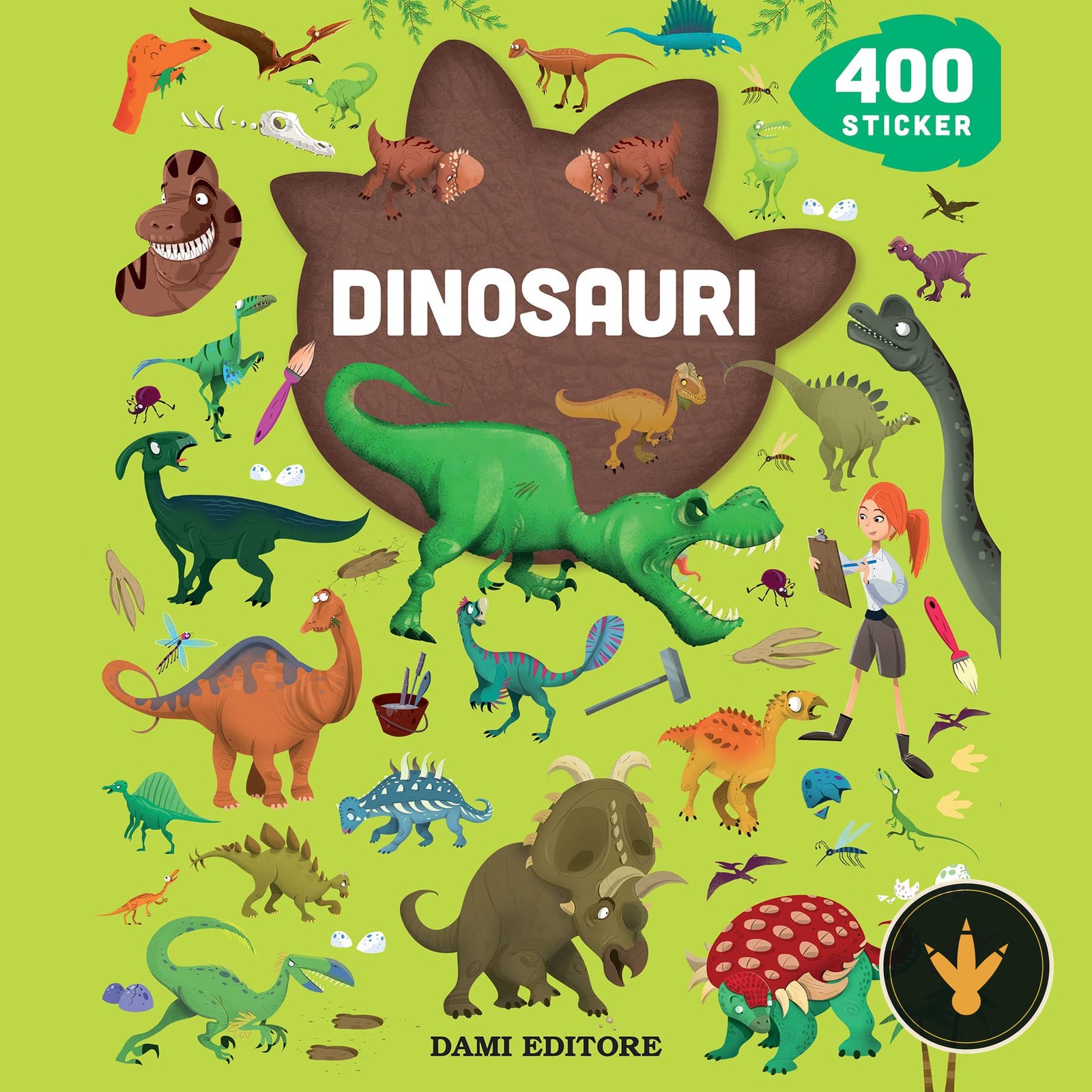 Copertina dellalbum Dinosauri 400 stickers, Dami Editore
