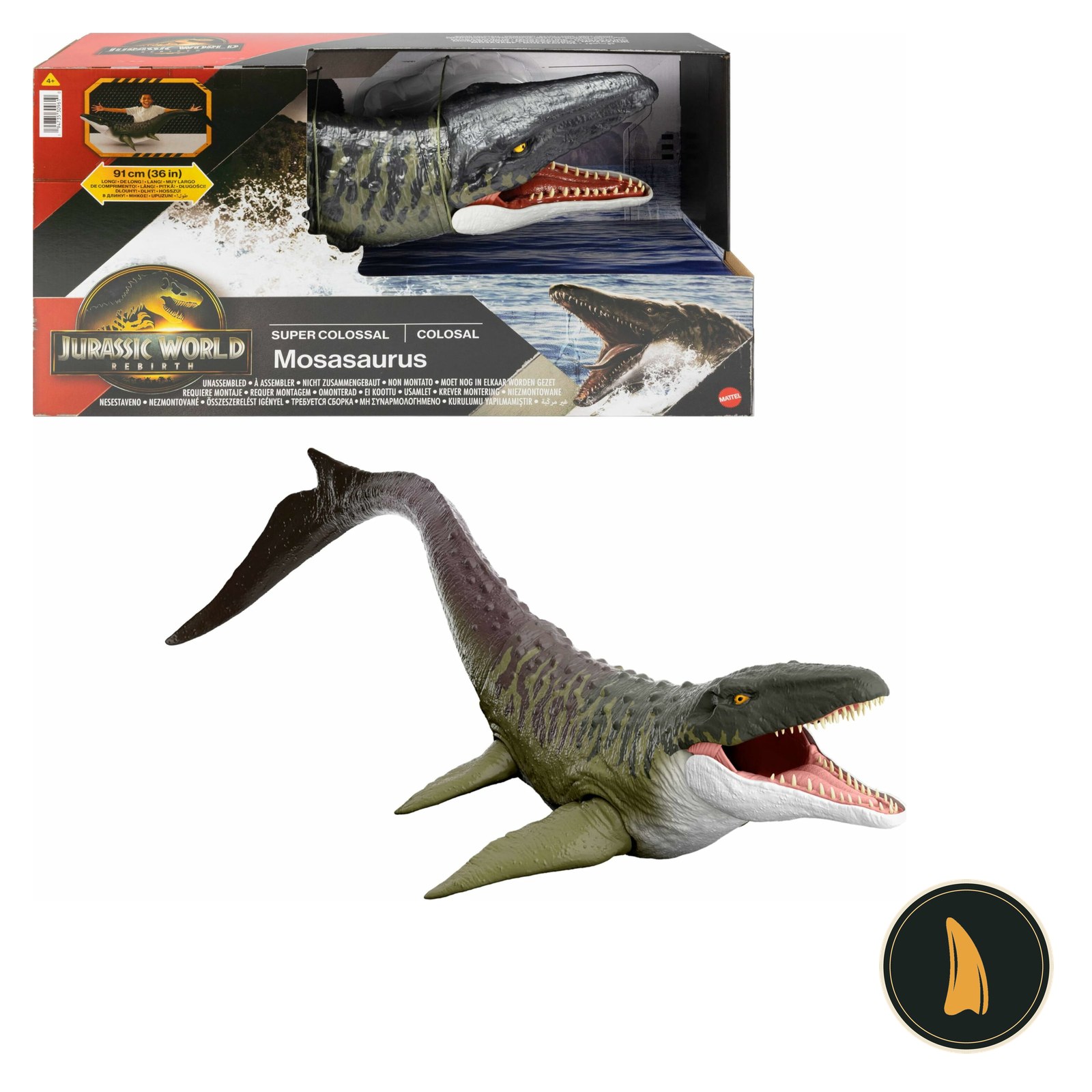 Mosasauro Super Colossale Mattel JGB51 della linea Jurassic World La Rinascita