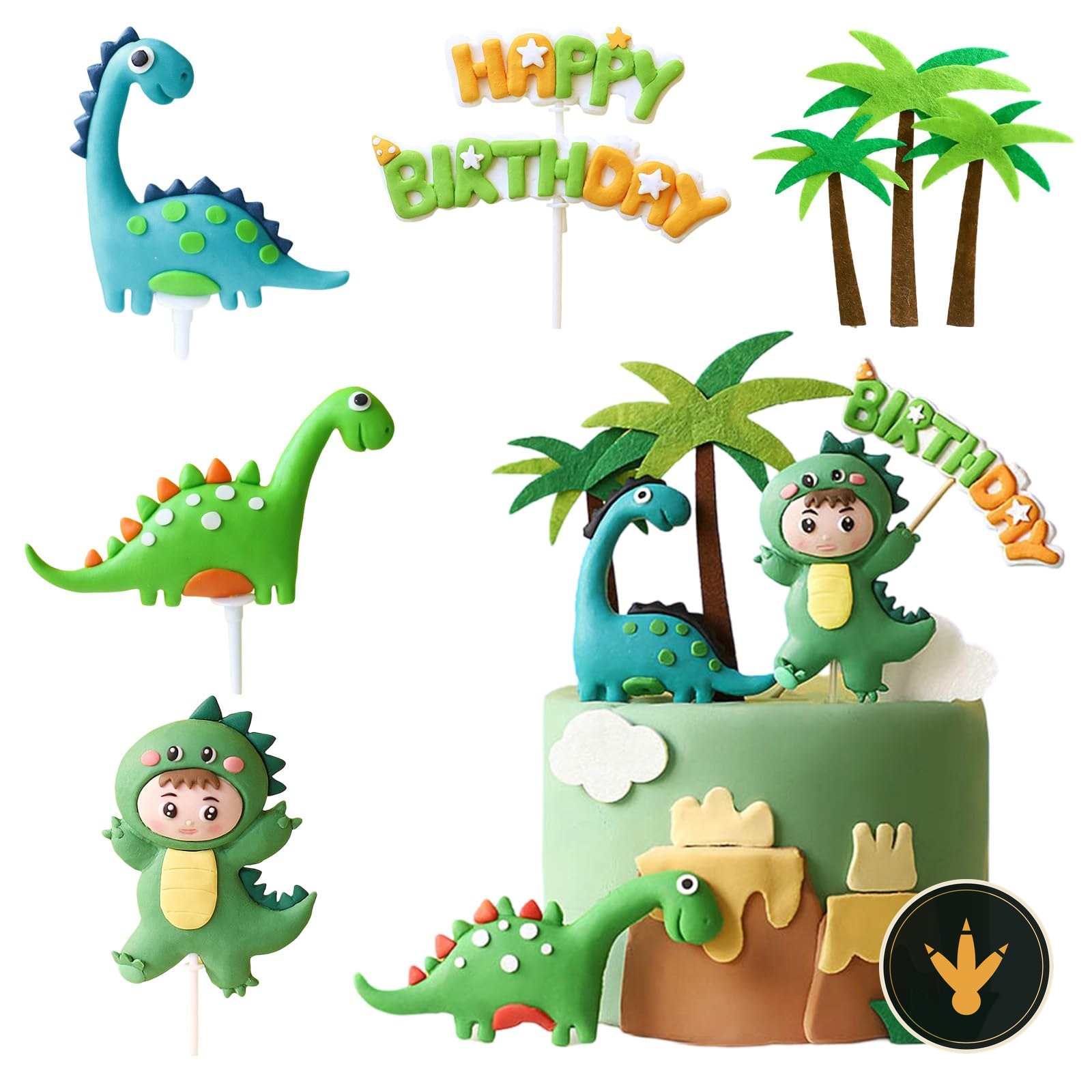 Cake topper dinosauri SJUNJIE su una torta