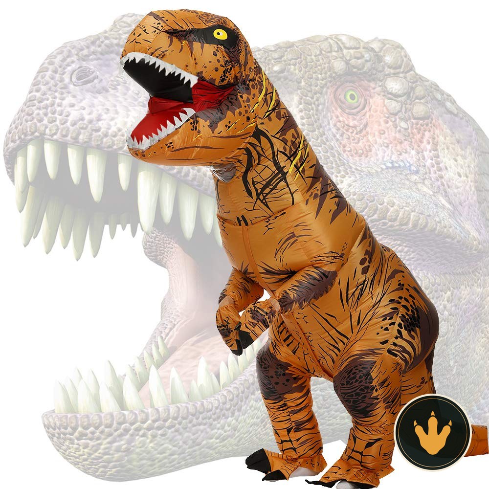 Costume gonfiabile T-Rex JASHKE per adulti indossato e gonfiato