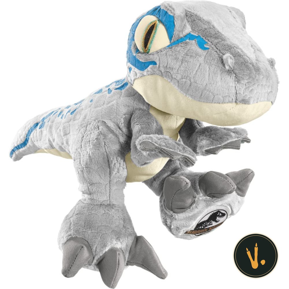 Peluche Velociraptor Blue di Jurassic World con strisce blu