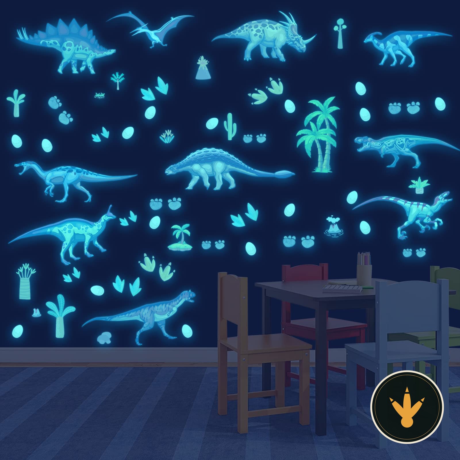 Adesivi murali dinosauri luminosi Tarklanda sulla parete