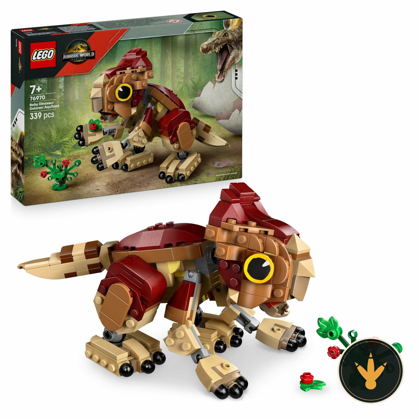LEGO Jurassic World Dinosauro cucciolo Dolores Aquilops 76970, confezione e modello