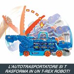 T-Rex Hot Wheels che inghiotte una macchinina, dettaglio