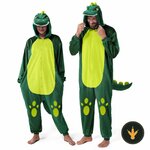Tutina da dinosauro verde Spooktacular Creations per adulti con cappuccio