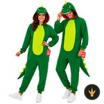 Costume da dinosauro verde Morph per adulti con cappuccio a testa di dinosauro